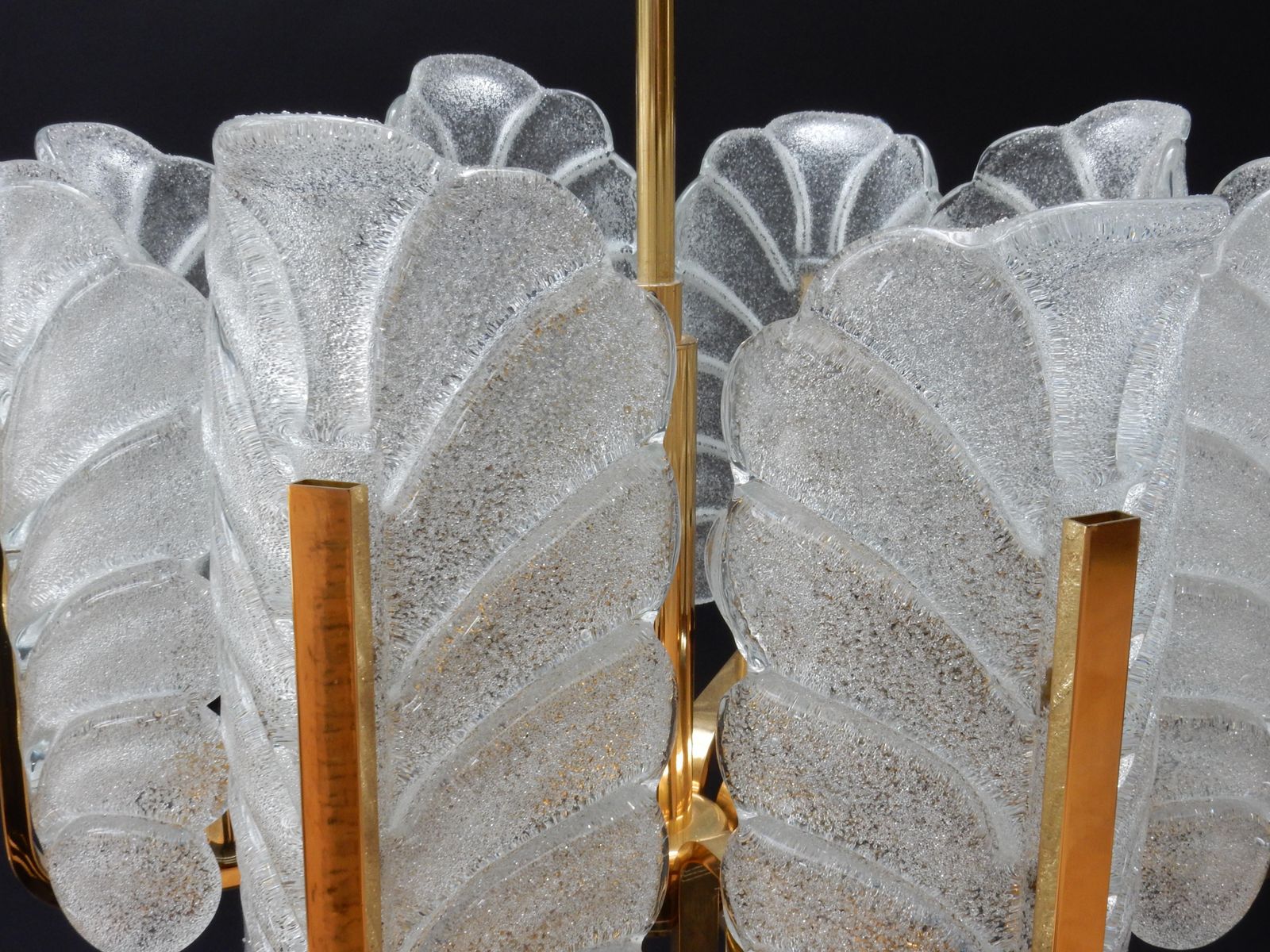 Carl Fagerlund Glass Leave Brass Chandelier By Orrefors photo Lighting