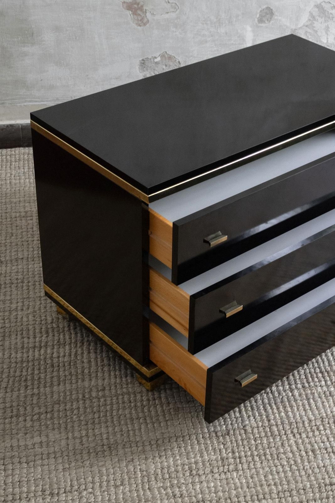 Black Lacquered Wood And Metal Chest Of Drawers. Attr. Willy Rizzo, Italy 1970 photo Furniture