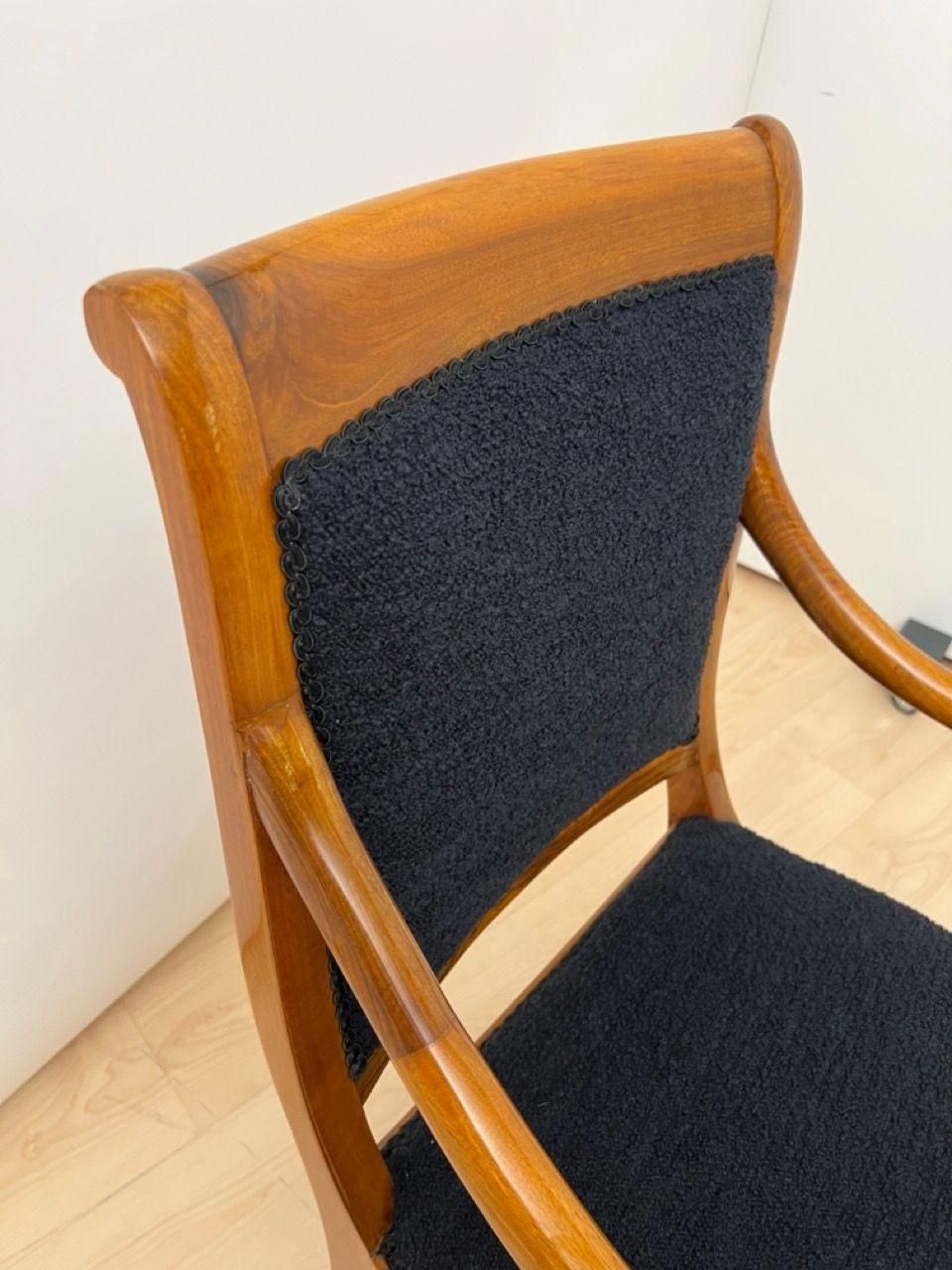 photo for sale Biedermeier Armchair, Walnut, Black Boucle, South Germany Circa 1835