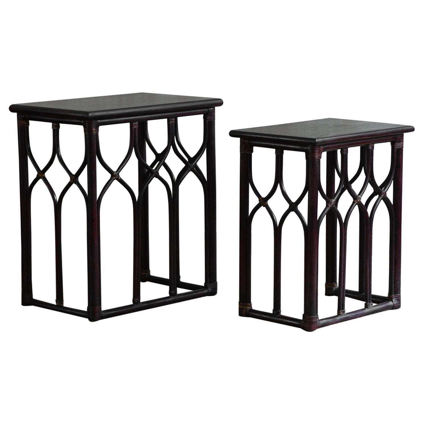 Pair Of Nesting Side Tables In Bent Bamboo – Lyda Levi For Mcguire San Francisco