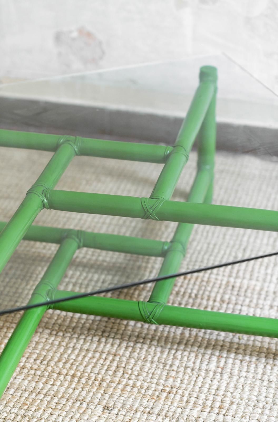 Square Green Bamboo Coffee Table – Mcguire San Francisco, 1970 photo Furniture