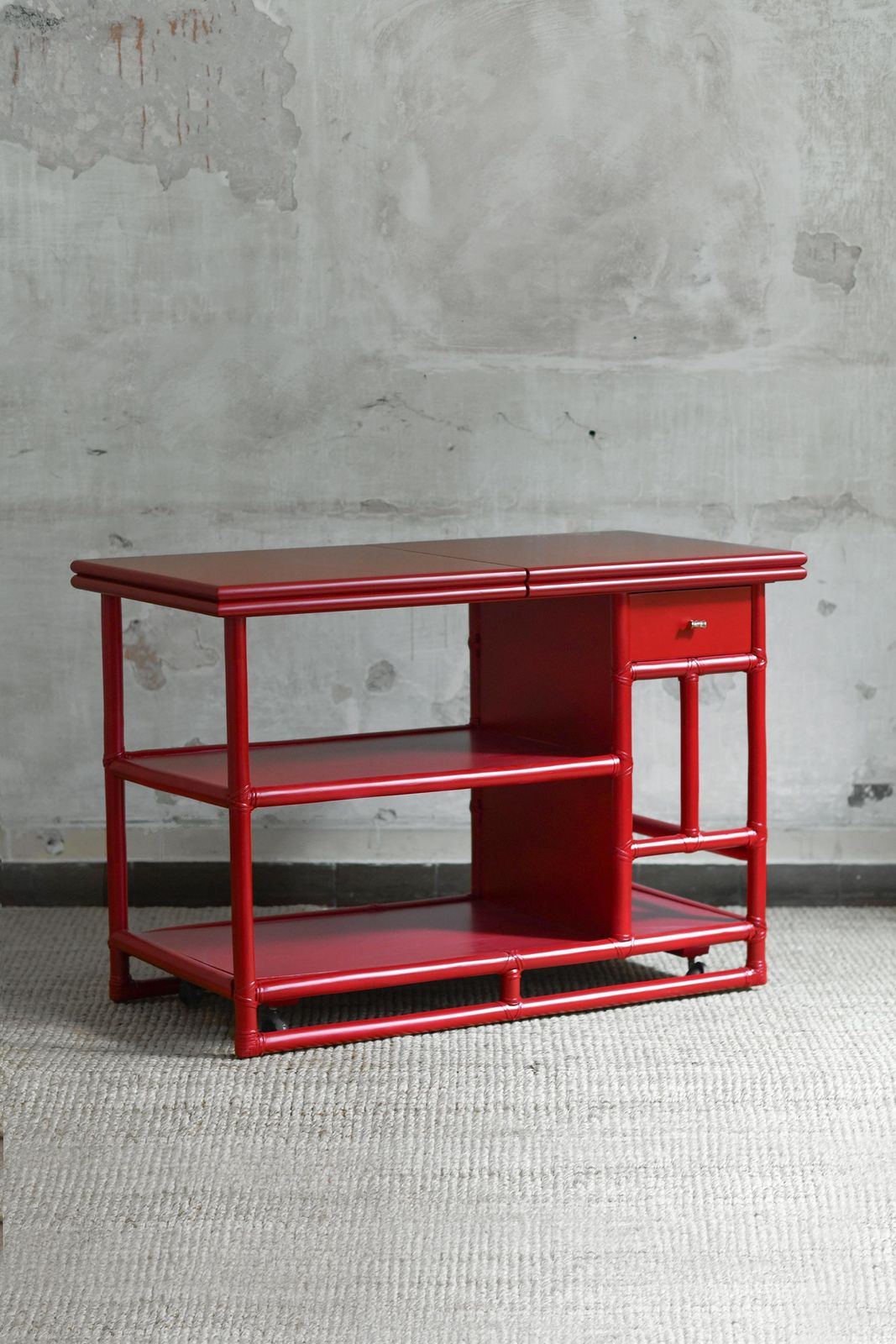Bamboo Cart Server Buffet – Lyda Levi For Mcguire San Francisco 1970 photo furniture