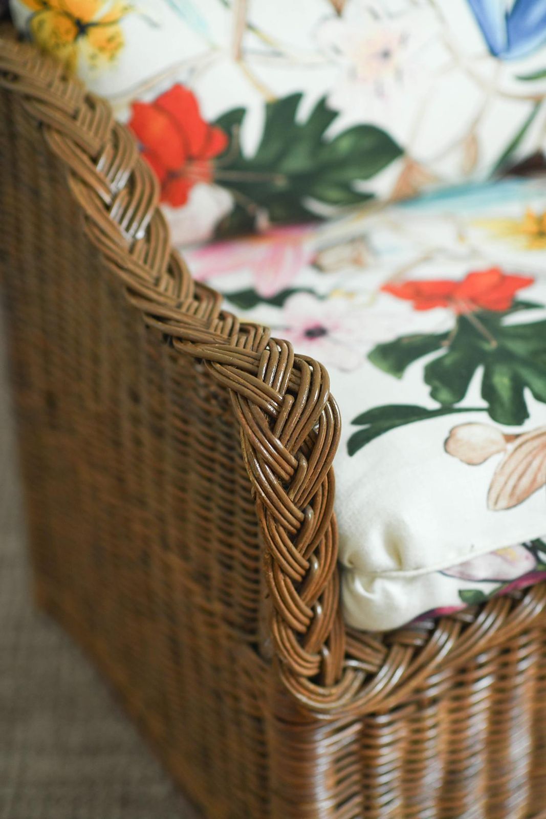 Woven Rattan Sofa With Dedar Fabric Cushions photo 3097.0