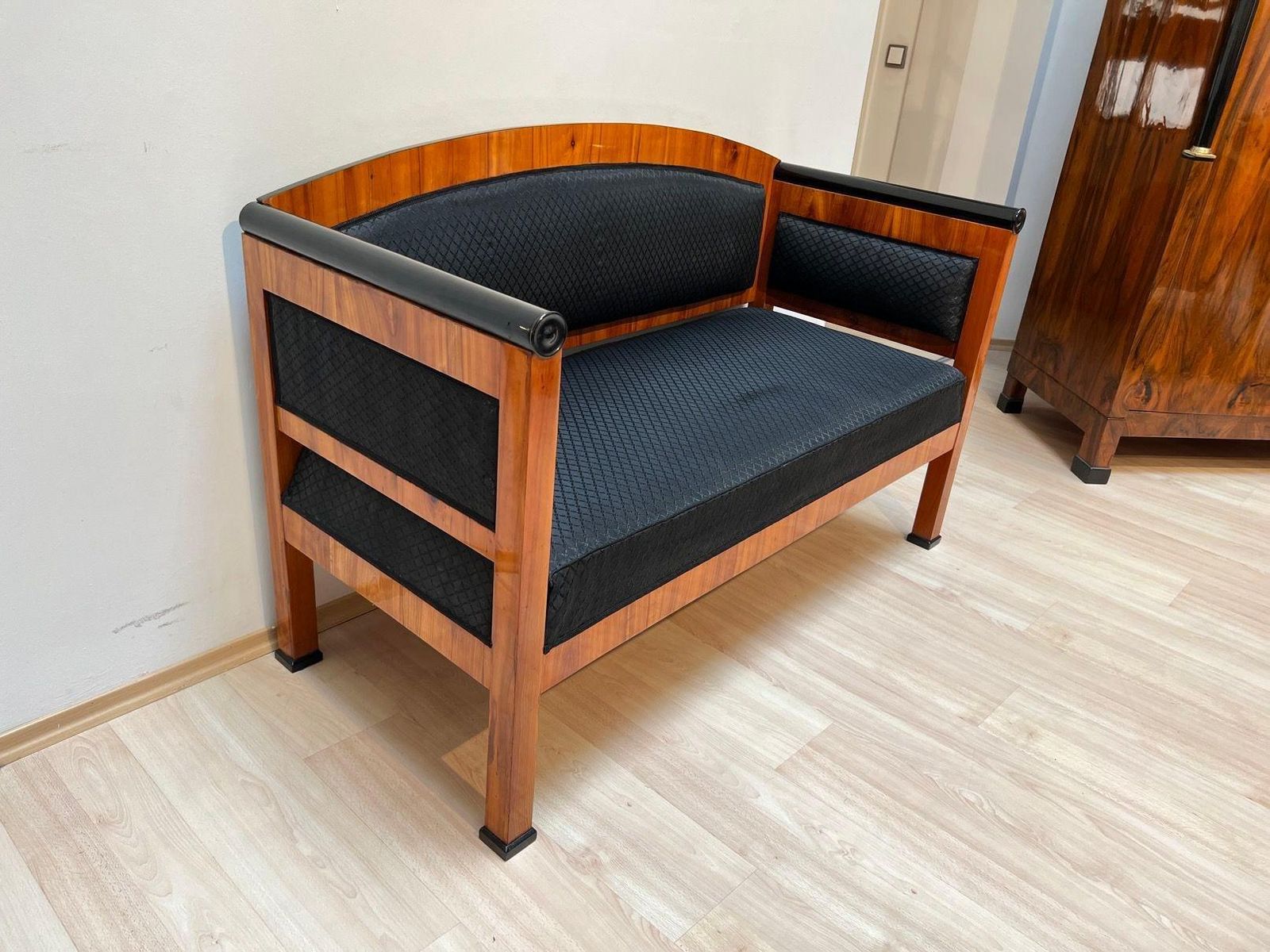 Biedermeier Sofa, Cherry Veneer, Horsehair, South Germany Circa 1830 photo 4955.0
