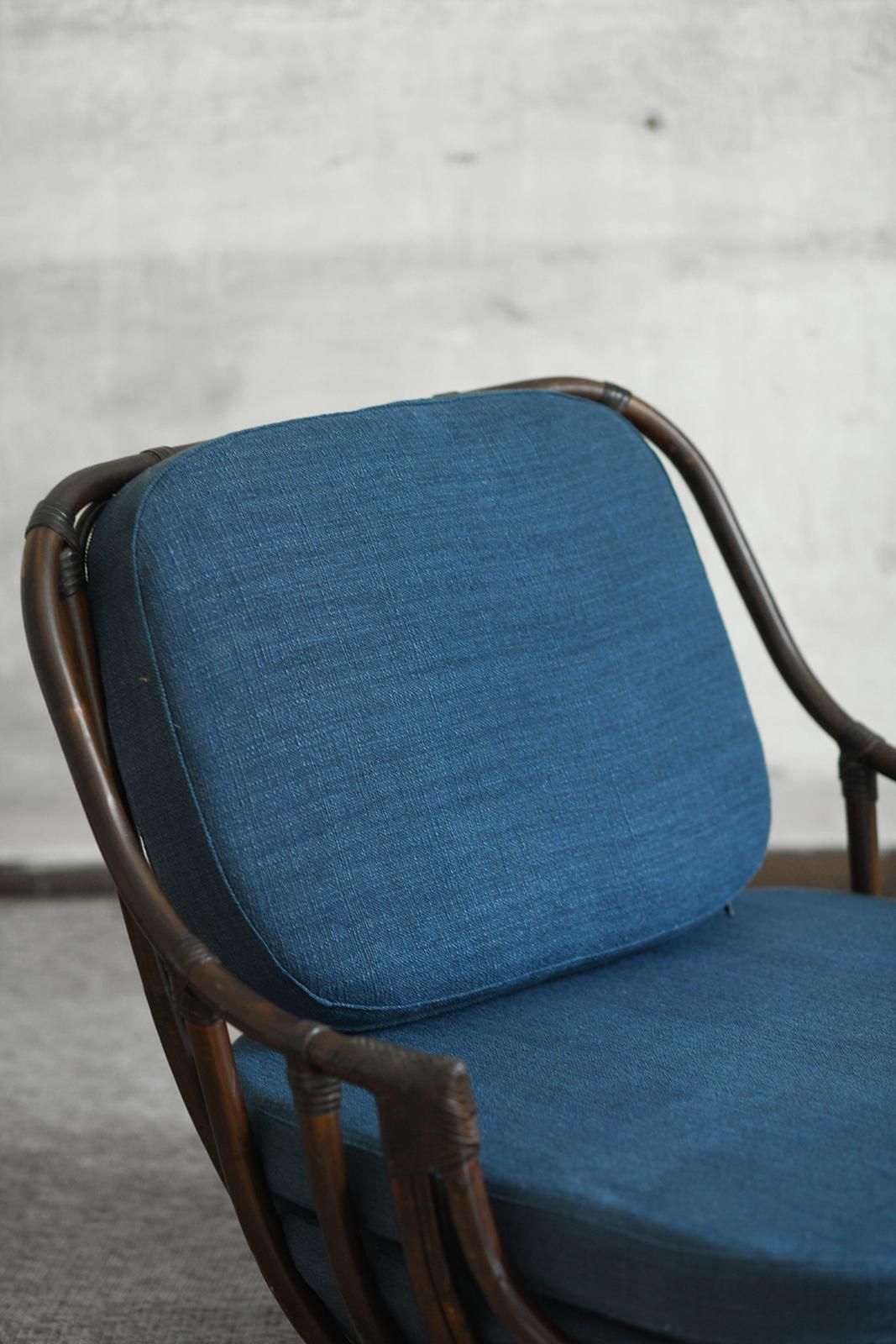 photo for sale Living Room Set: Sofa + Pair Of Armchairs In Dark Finish Manao Cane, 1980s