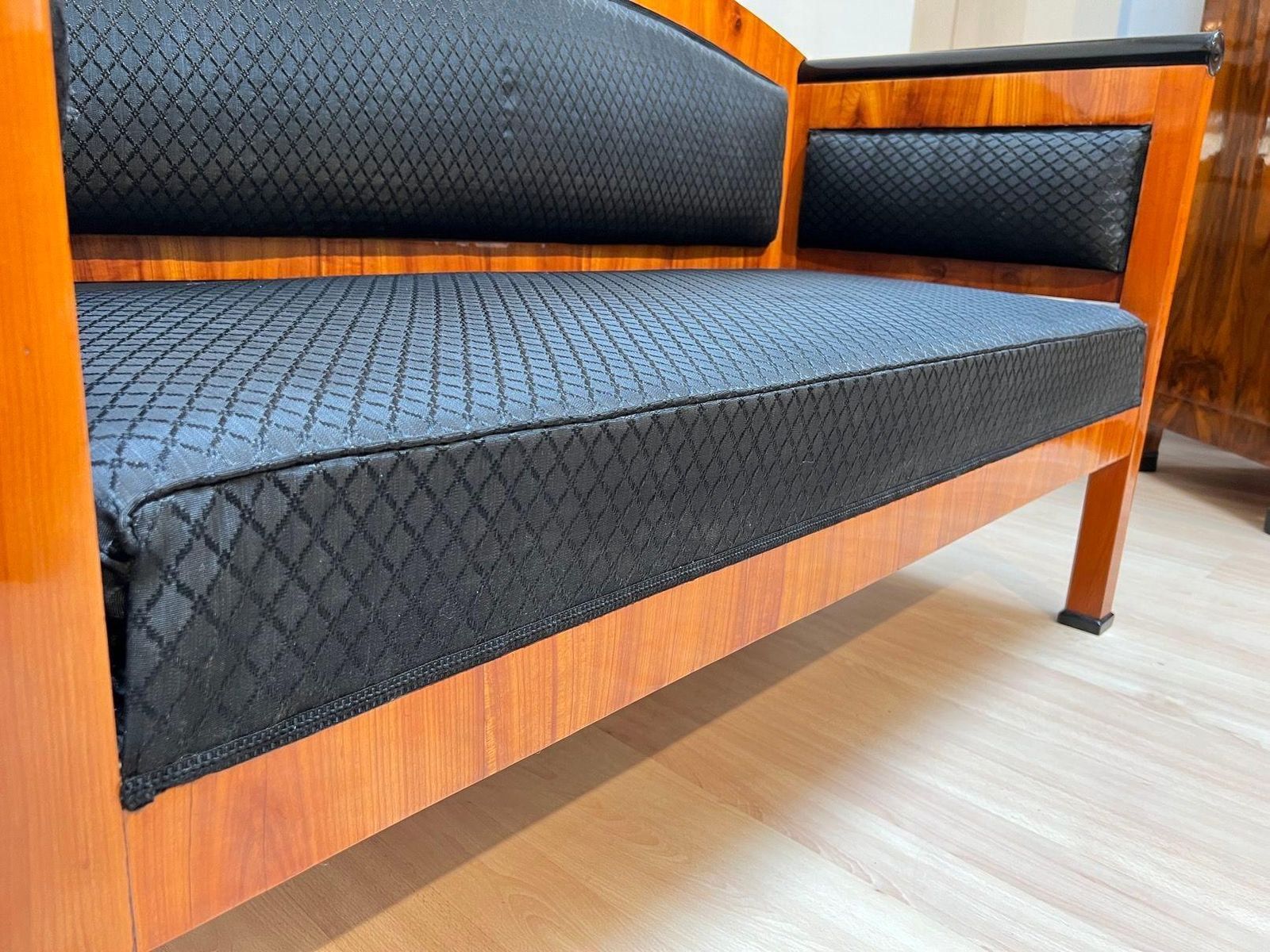 Furniture Biedermeier Sofa, Cherry Veneer, Horsehair, South Germany Circa 1830 photo