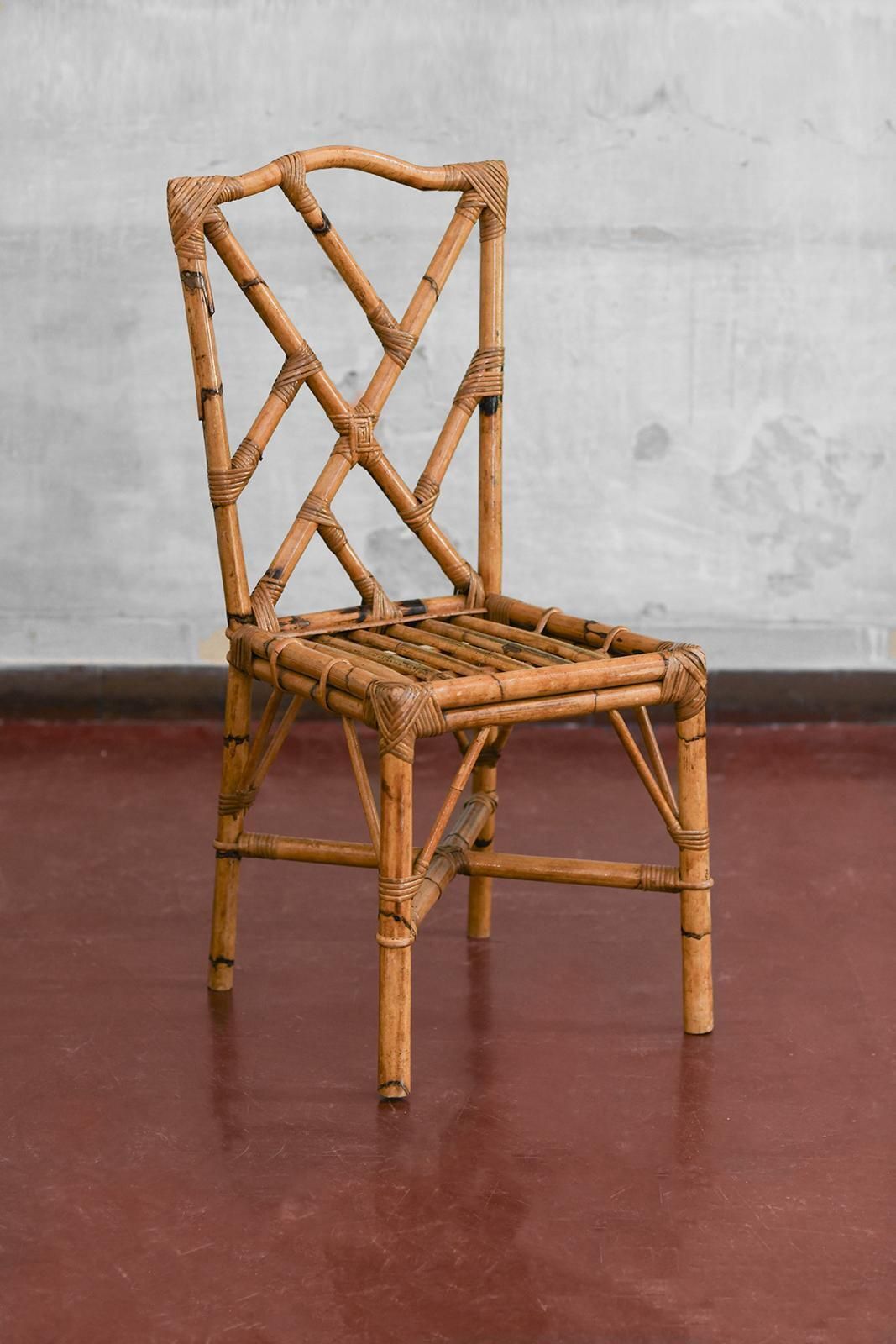 1970s Bamboo And Cane Fabric Dining Set photo Furniture
