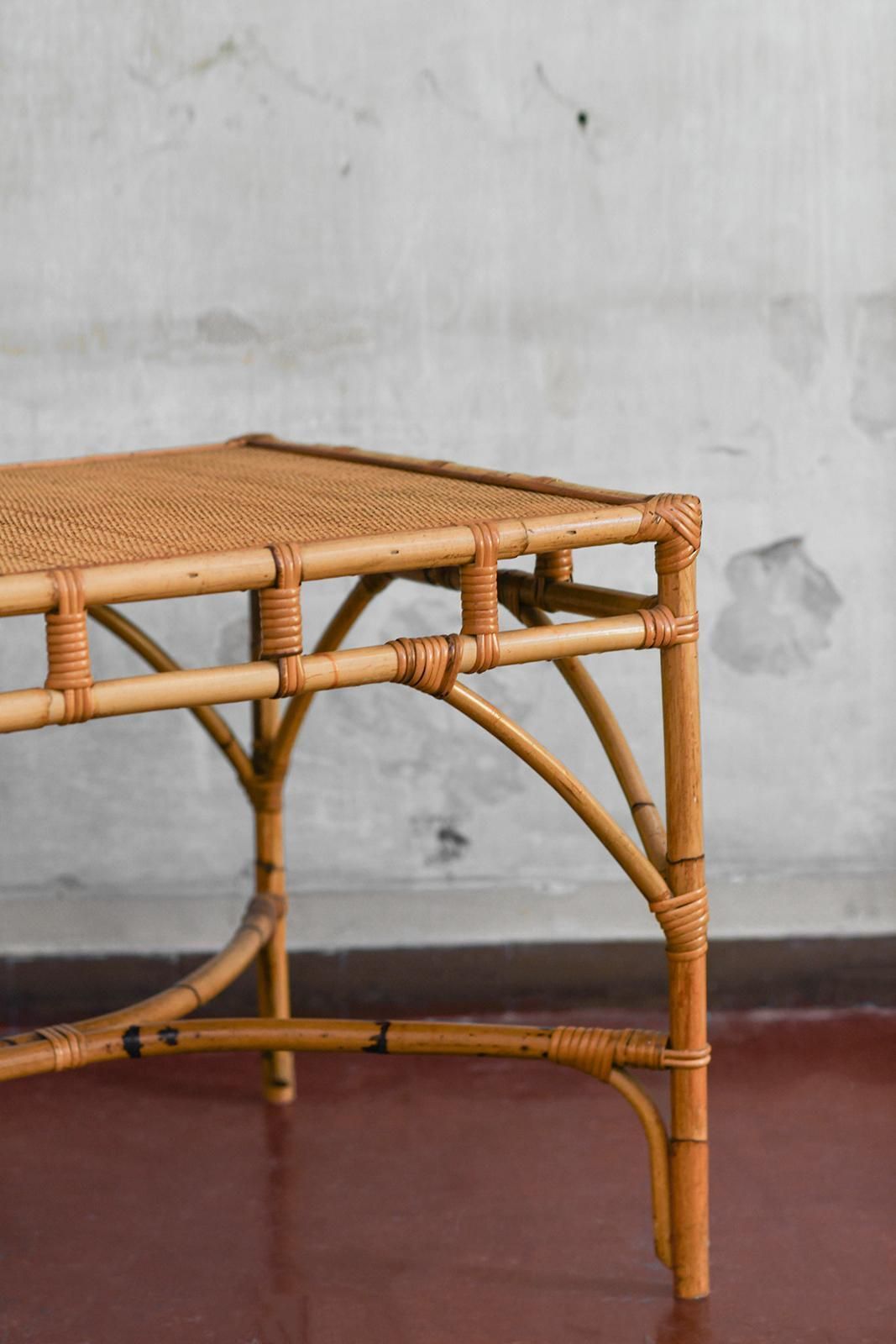 1970s Bamboo And Cane Fabric Dining Set photo vinterior