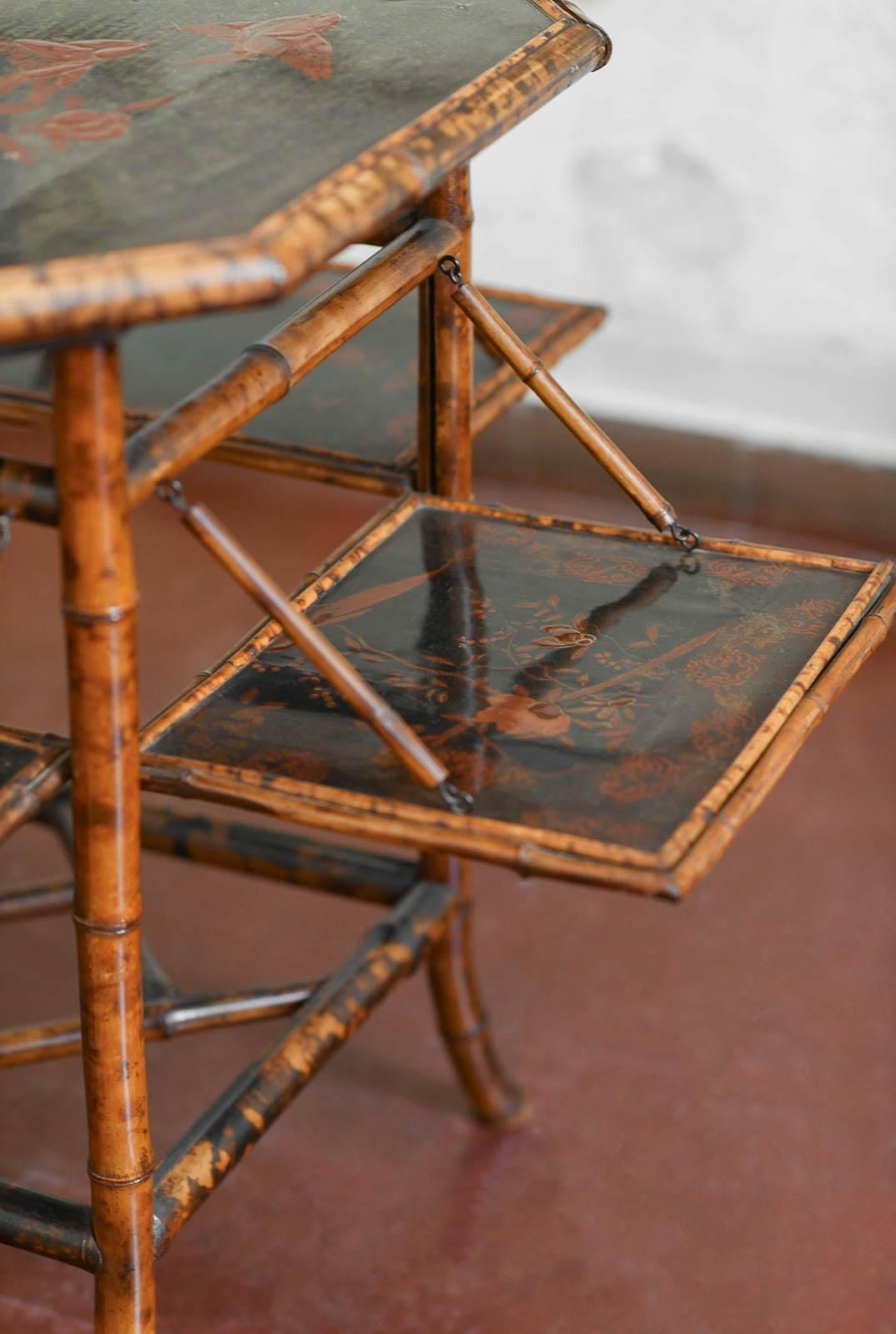 photo for sale “Tea Table” In Bamboo And Lacquered Wood, Attributed To Perret & Vibert, France