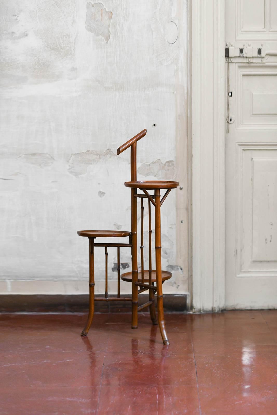 Bamboo Valet Stand With Three Shelves, Early 20th Century photo furniture