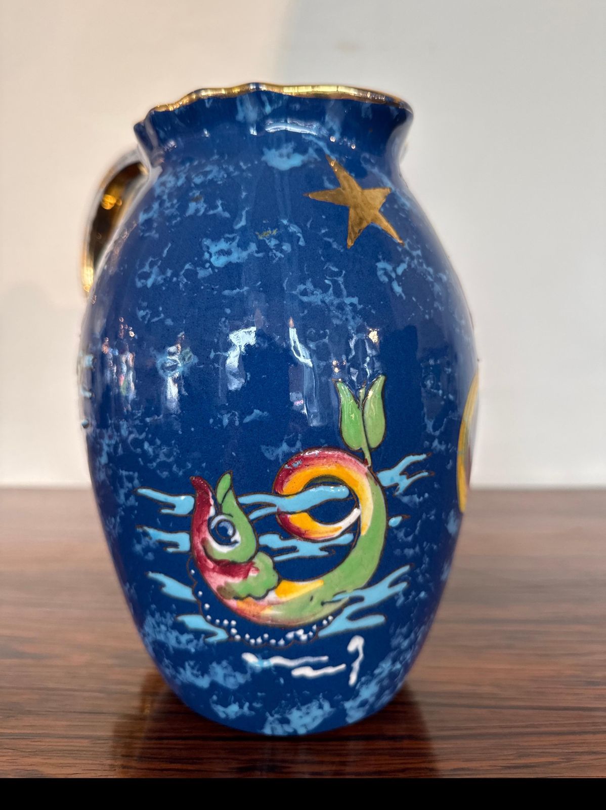 photo furniture Raymond Chevalier For Boch Freres Vase With Mermaid Decor, Art Deco