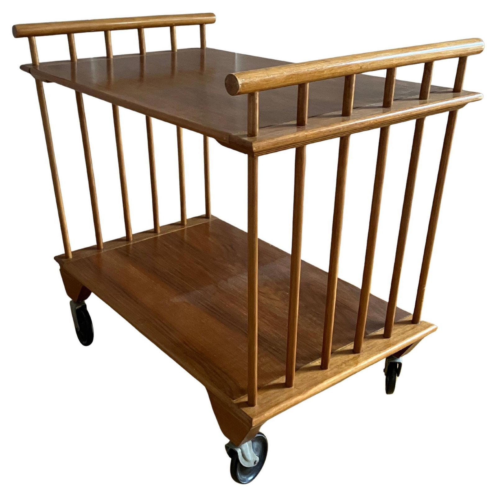 English Mid Century Cocktail Trolley 60's Blond Wood