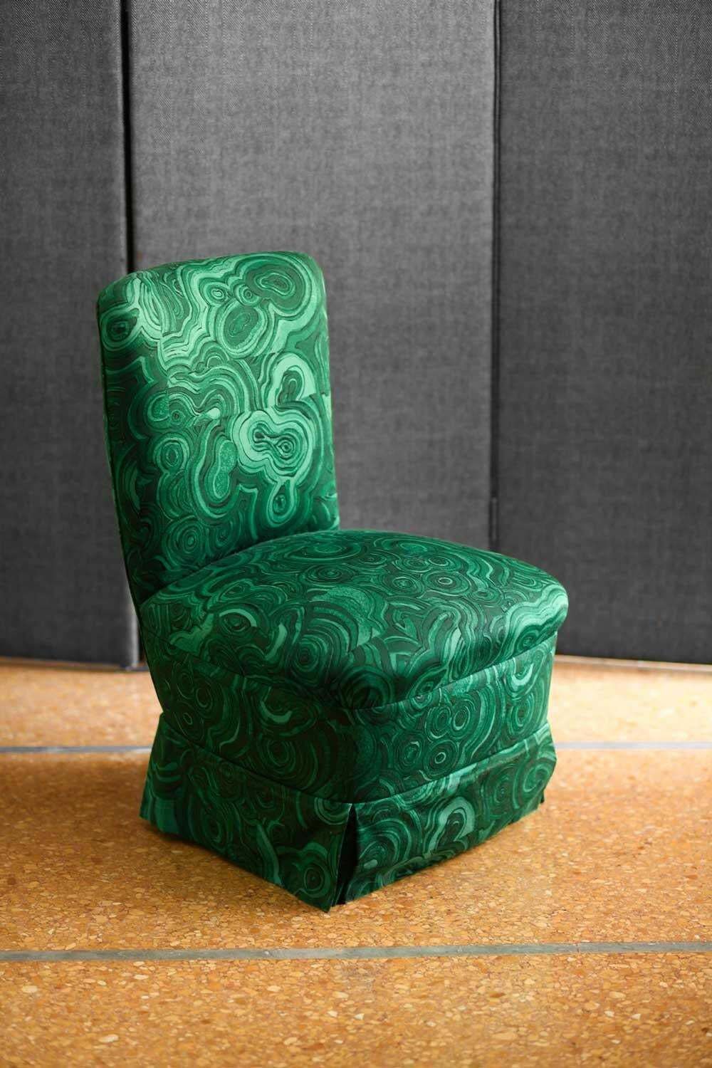Pair Of Armchairs In Malachite Green Gemstone Fabric By Tony Duquette photo for sale