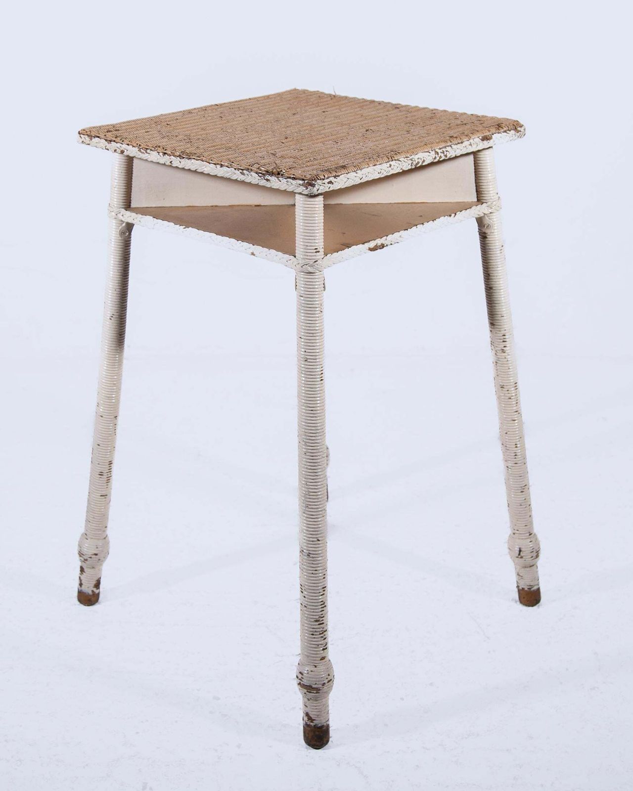 Set Of Two Art Deco Lloyd Loom Tables In Wicker And Wood photo 549.0