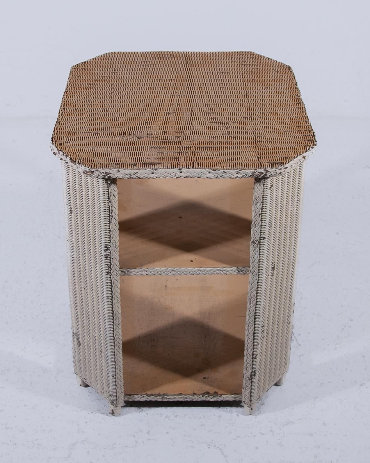 photo vinterior Set Of Two Art Deco Lloyd Loom Tables In Wicker And Wood