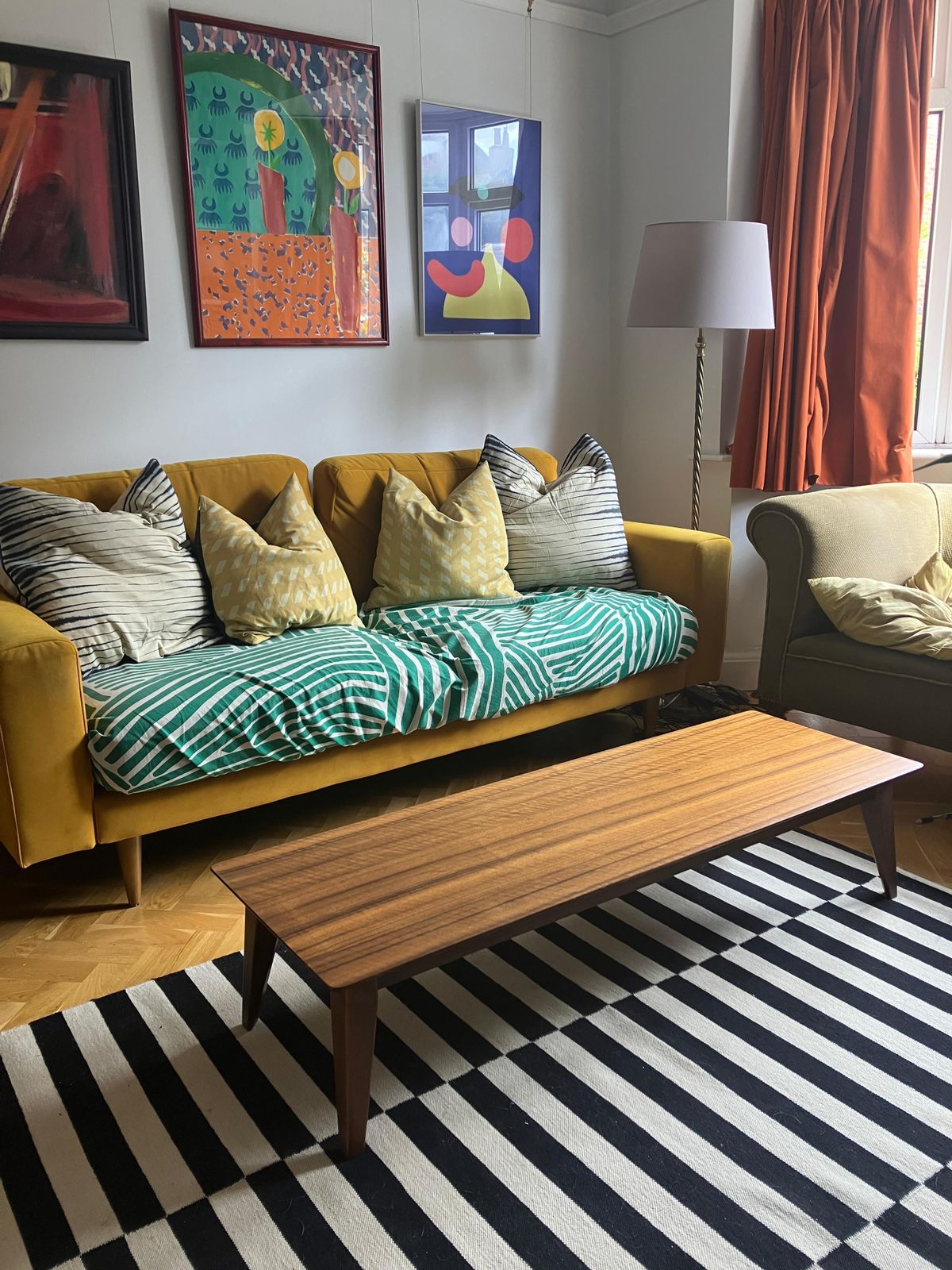 Mid Century Zebra Wood Low Coffee Table 60's Darkwood photo furniture