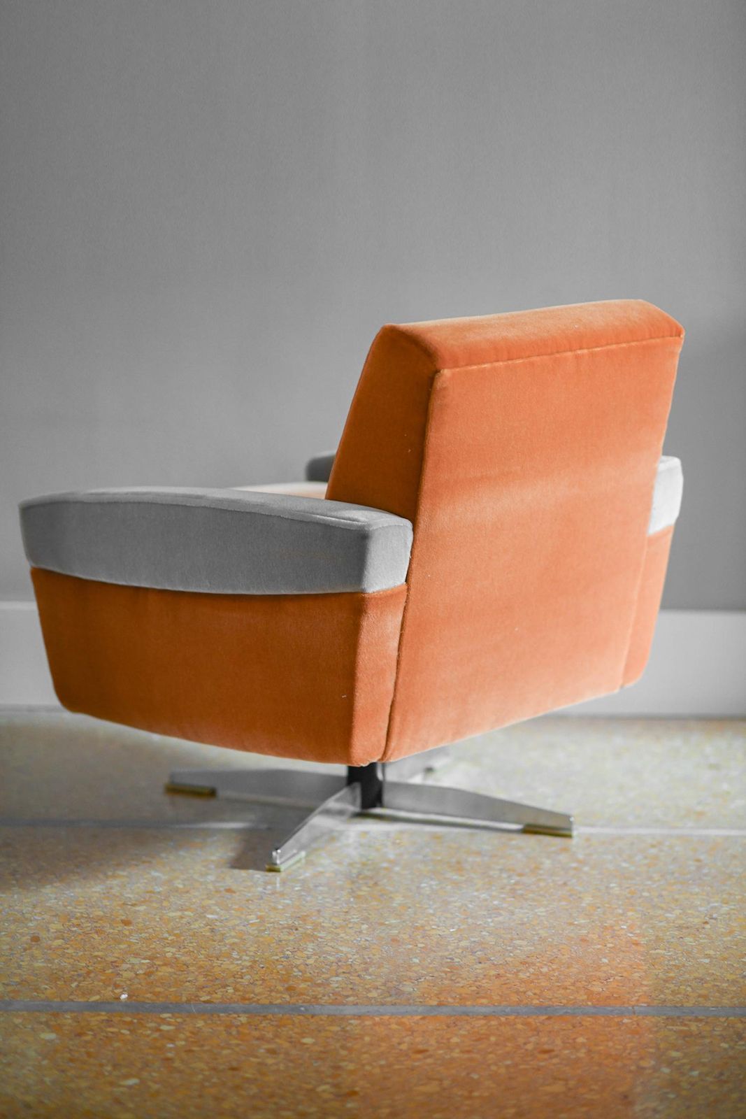 photo for sale Pair Of 1960s Swivel Armchairs Covered In Dedar Fabric