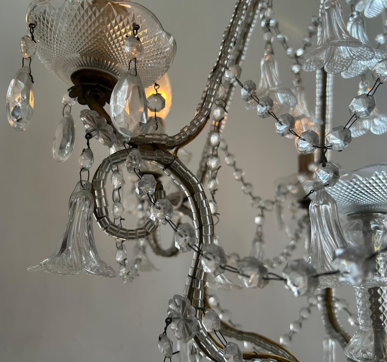 Lullaby In The Mist, Magnificent Pair Of Murano Glass Chandeliers, 1950's photo vintage