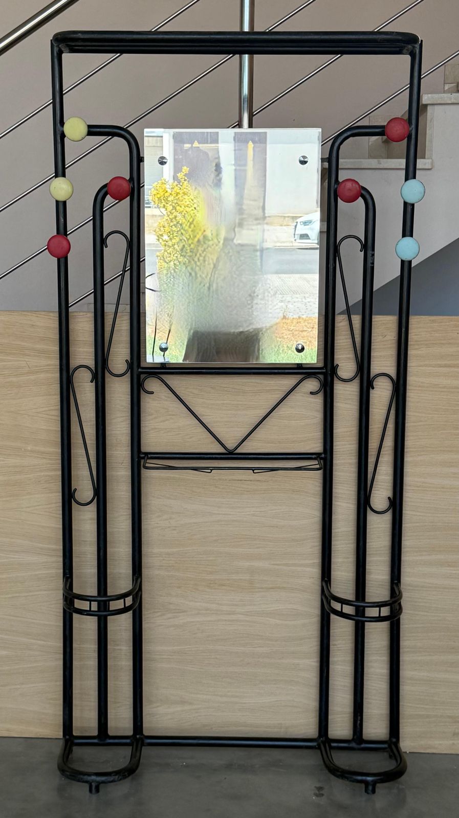 Black Wardrobe Style Art Deco Hall Stand In Iron, France 1940s photo furniture