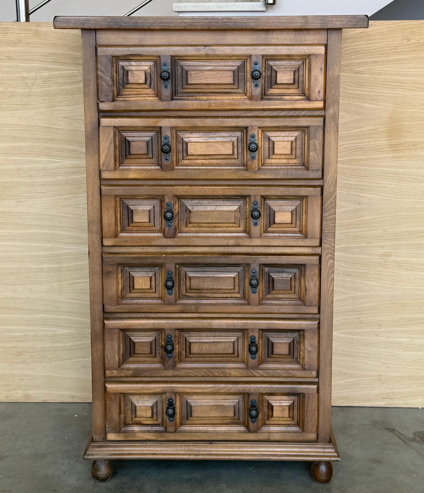 20th Catalan Spanish Baroque Carved Walnut Tuscan Chest Of Drawers Or Nightstand photo furniture