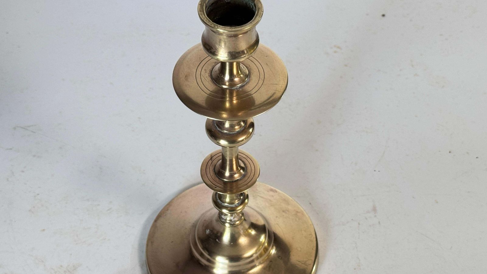 Pair Of 19th Century French Solid Brass Candlesticks – Minimalist Design photo vinterior