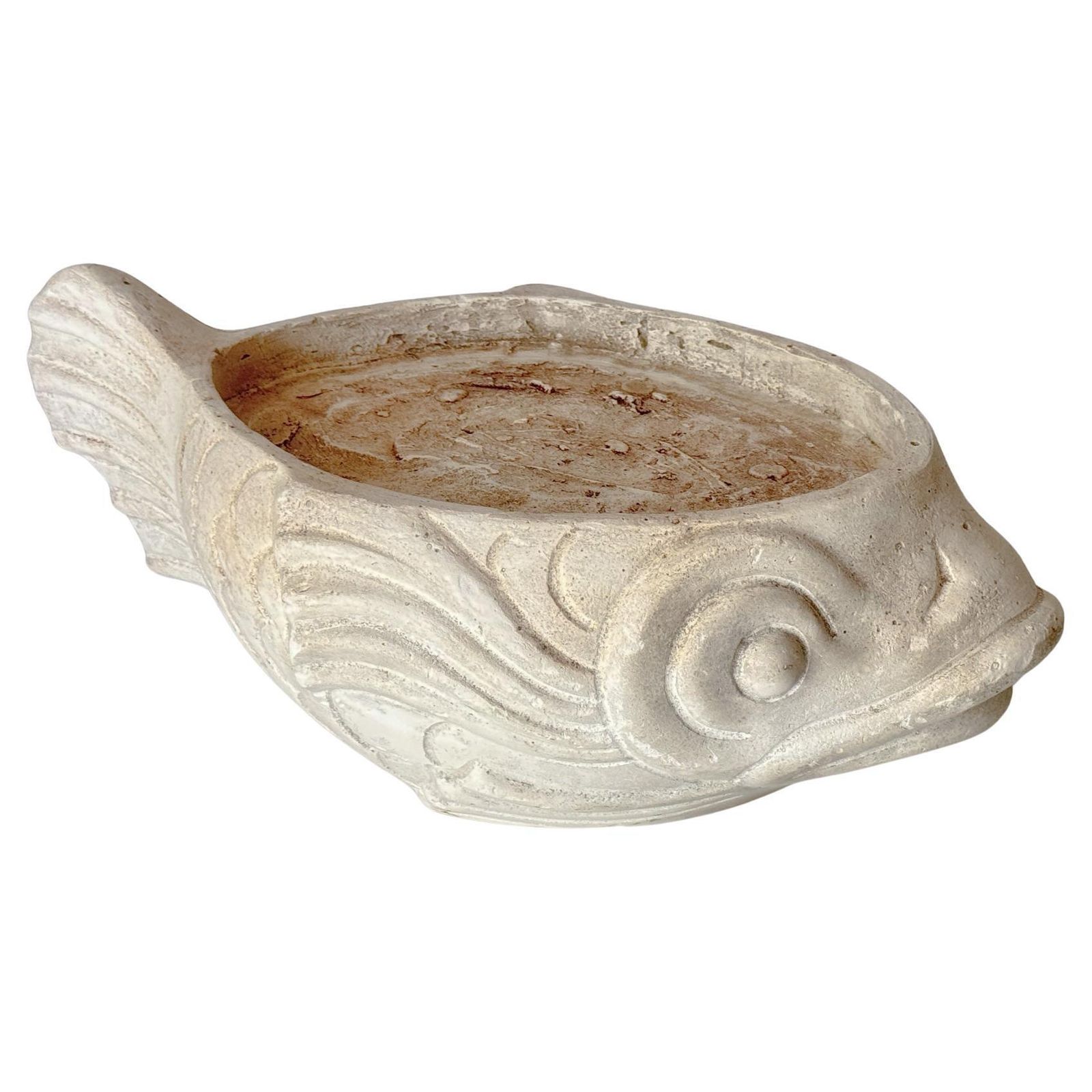 Large Plaster Jardinière France, 1930s Fish Sculpture In The Style Of Martel
