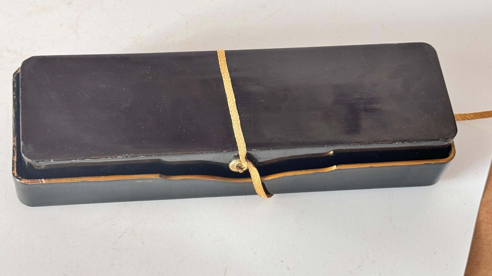 20th Century Japanese Black Lacquer Box With Gold Bird And Reed Motif Decorative photo Home Decor