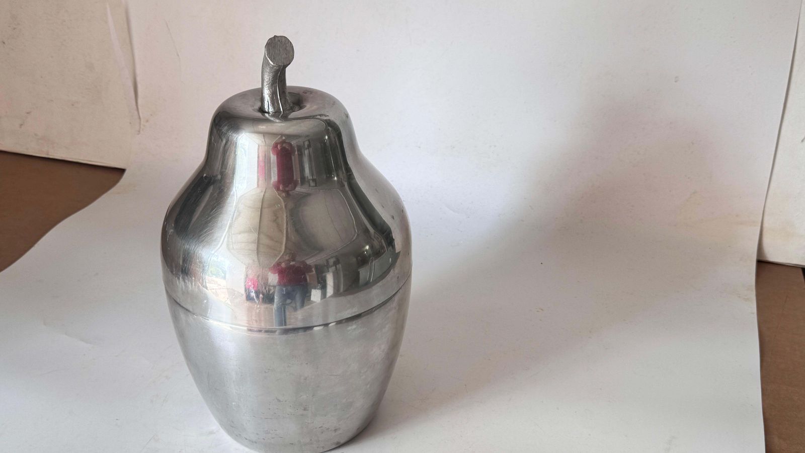 Home Decor 1970s French Pear Shaped Ice Bucket, Silver Finish With Mirrored Effect photo