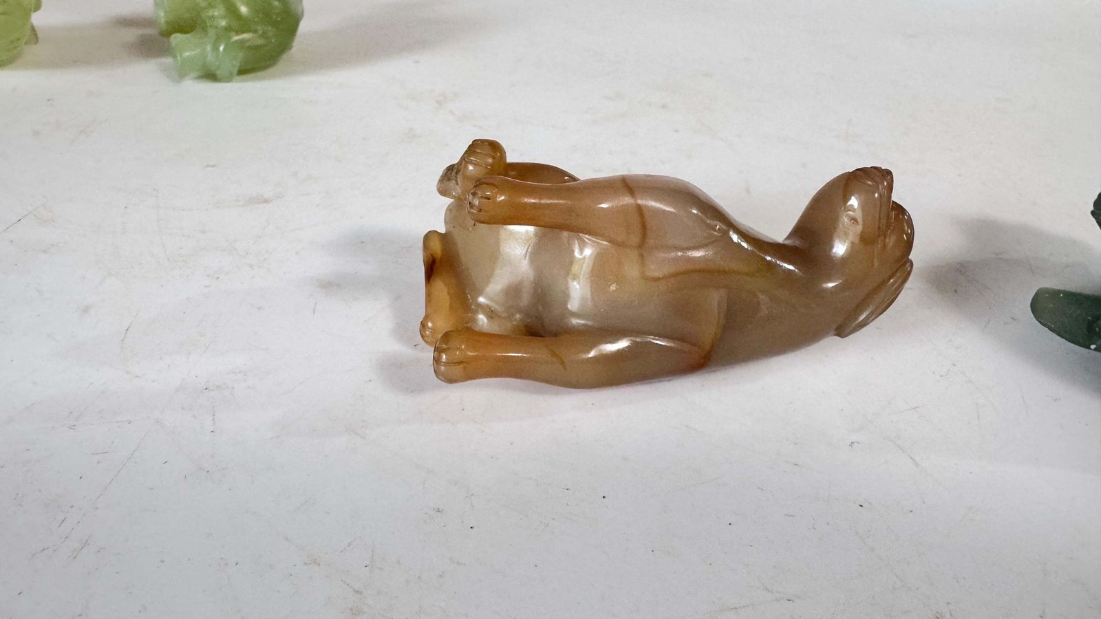 photo buy Set Of 4 Chinese Animal Figurines In Jade And Onyx – Elephants, Lion & Dog, 20th