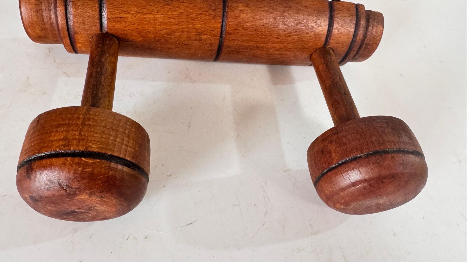 photo for sale 1920s French Wooden Wall Coat Rack With Two Hat And Garment Hooks  Description: