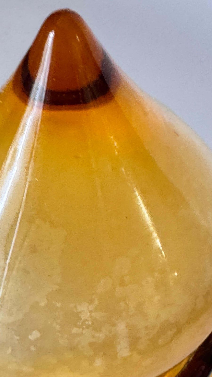 1960s Italian Art Glass Bottle With Large Blown Glass Stopper, Yellow Orange Hue photo 281.0