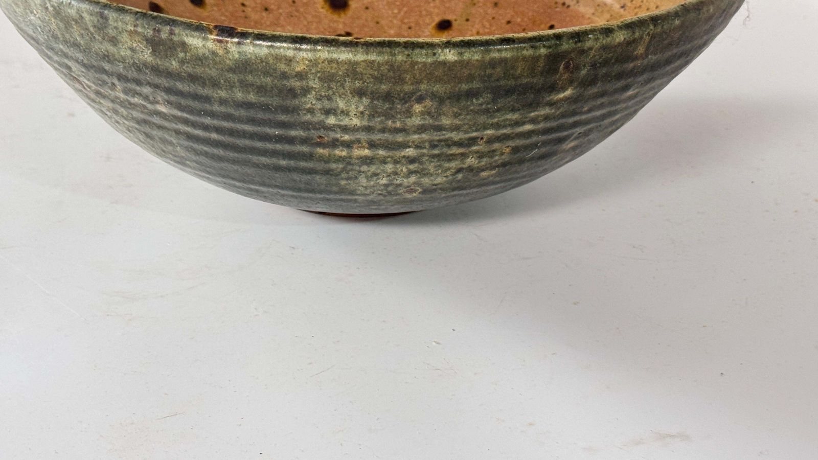 Scandinavian Stoneware Bowl, Green & Earth Toned Glaze, Decorative 1960s photo buy