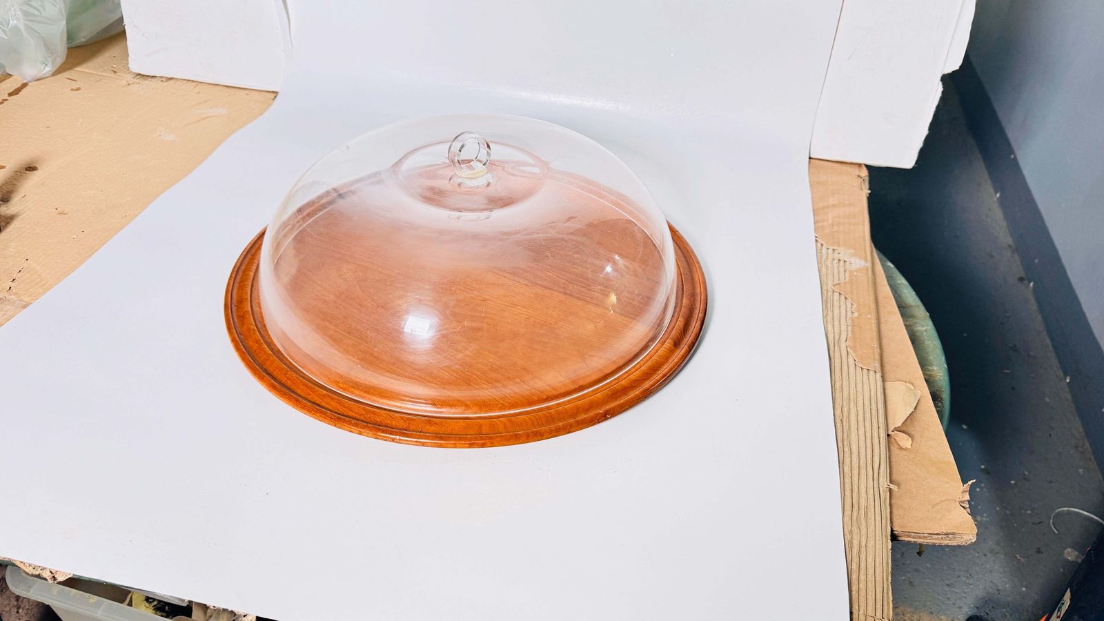 Serving Tray Cloche Plate Bell For Cheese Or Fruit In Plastic And Wood France photo for sale