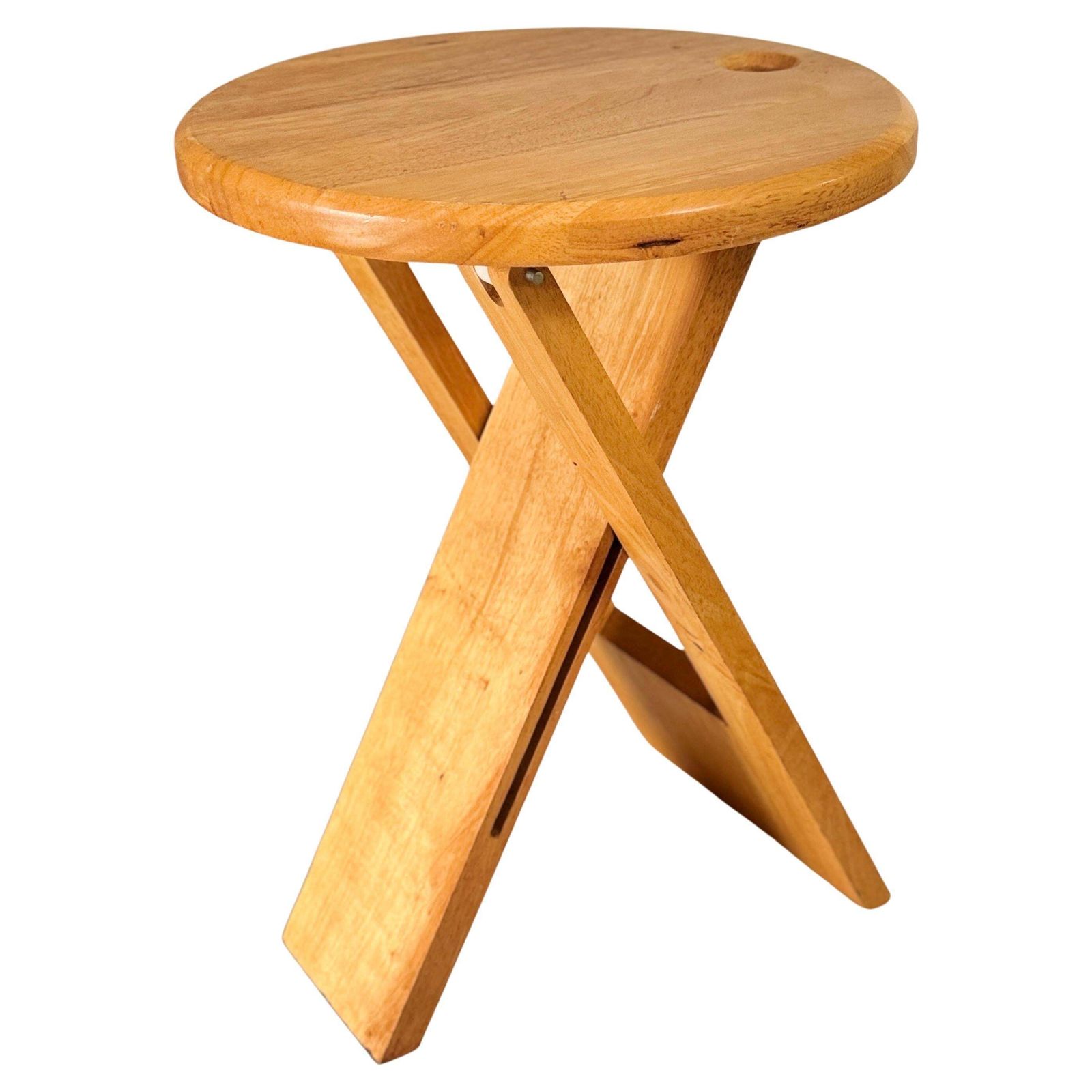 Folded Stool In Wood, Brown Color, By Adrian Reed, France, 1970