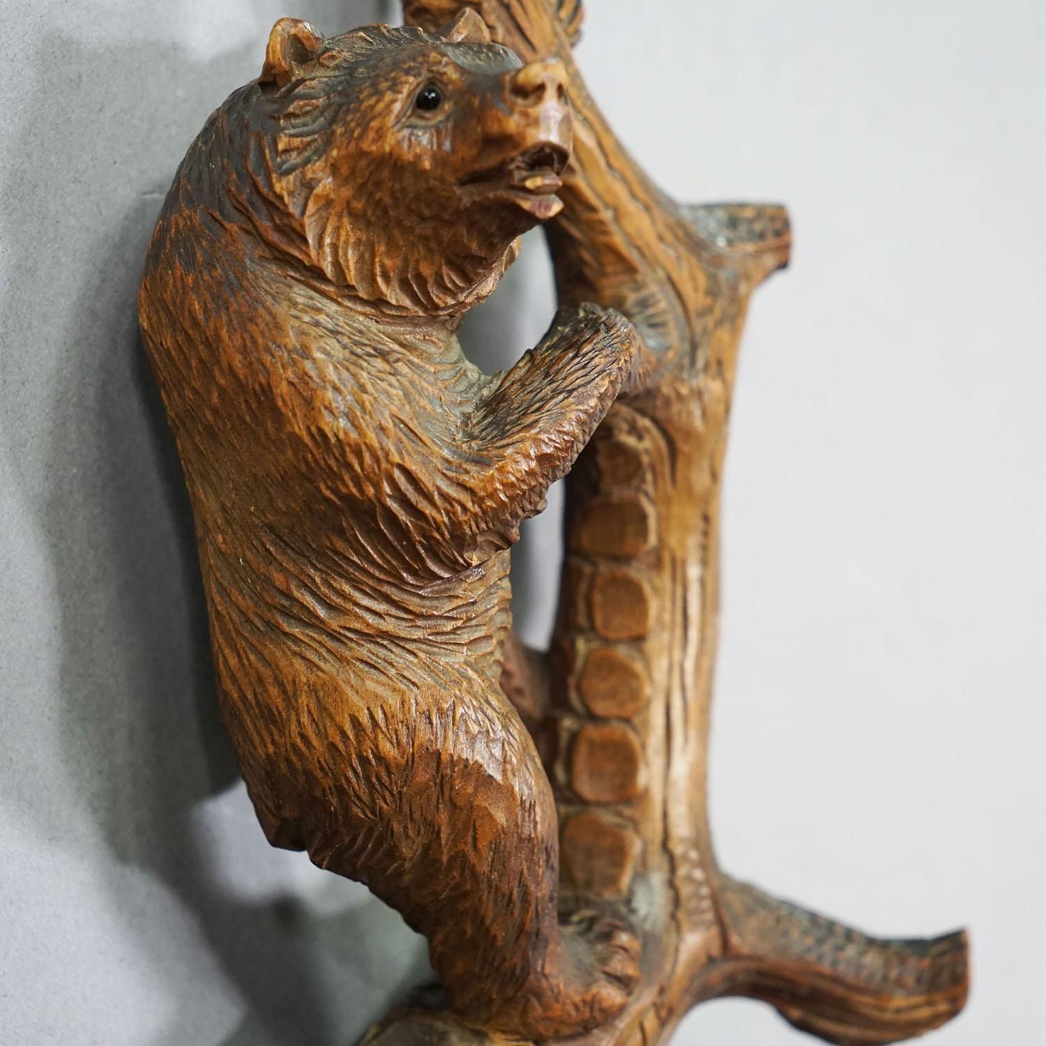 Lovely Black Forest Carved Whip Holder With Bear Ca. 1900s photo 1028.0