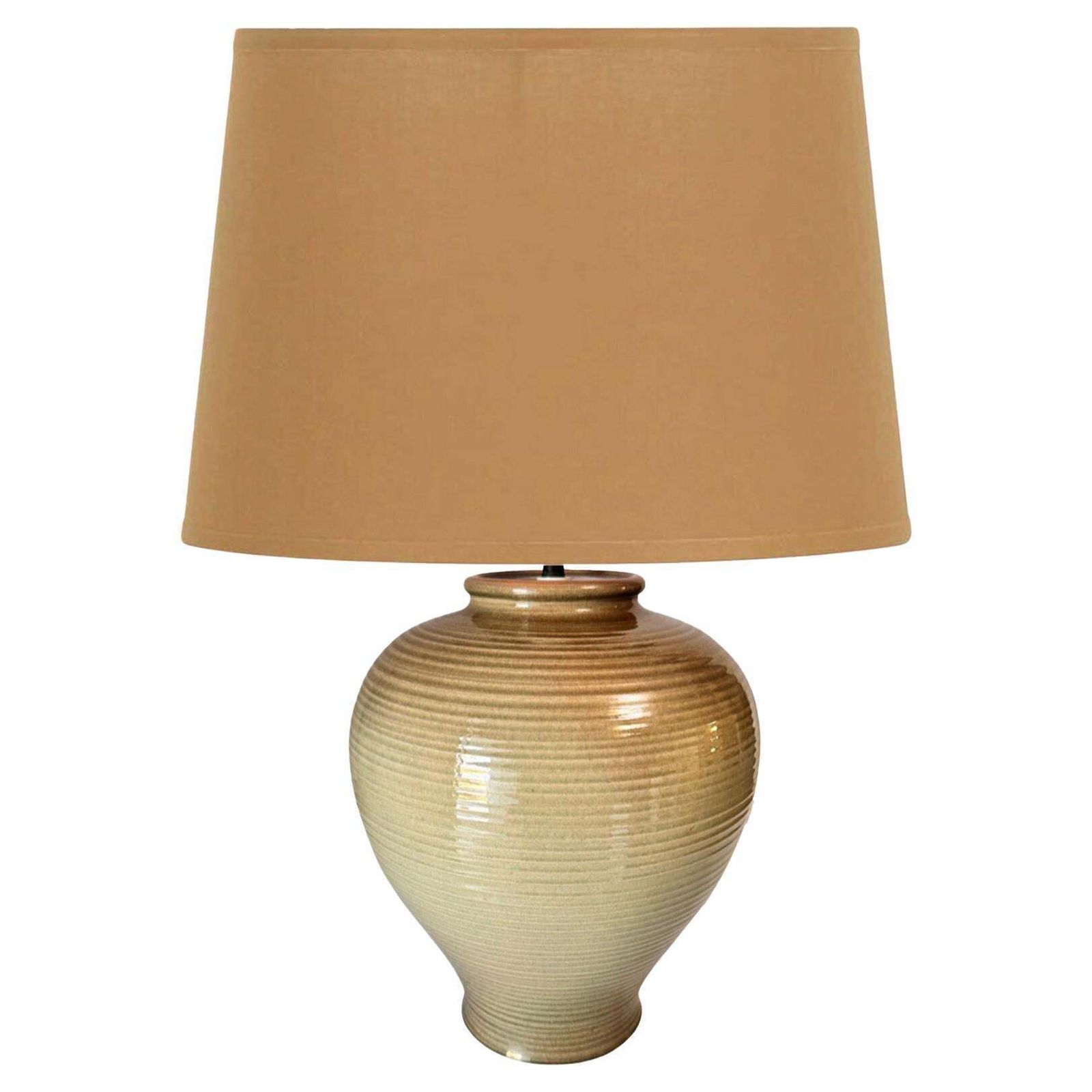 Large Table Lamp In Ceramic Brown Color France 1970