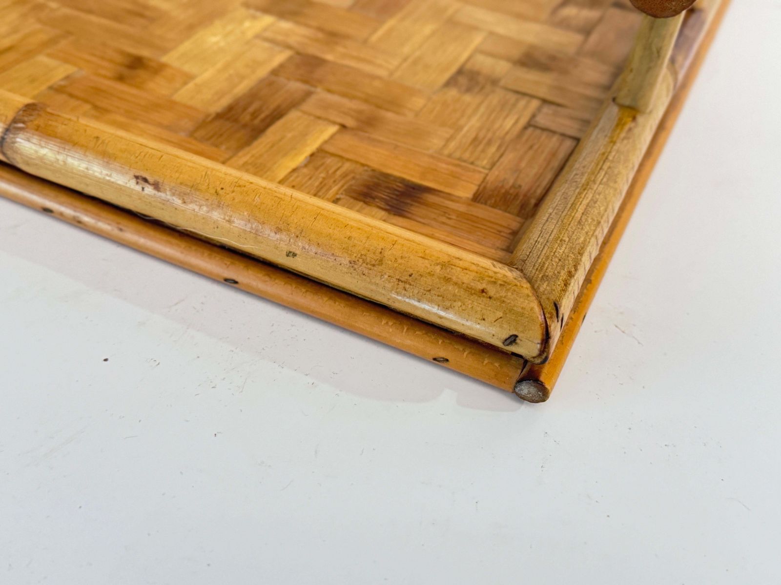 Platter With Its Faux Bamboo Structure, Brown Color, France Circa 1970 photo Home Decor