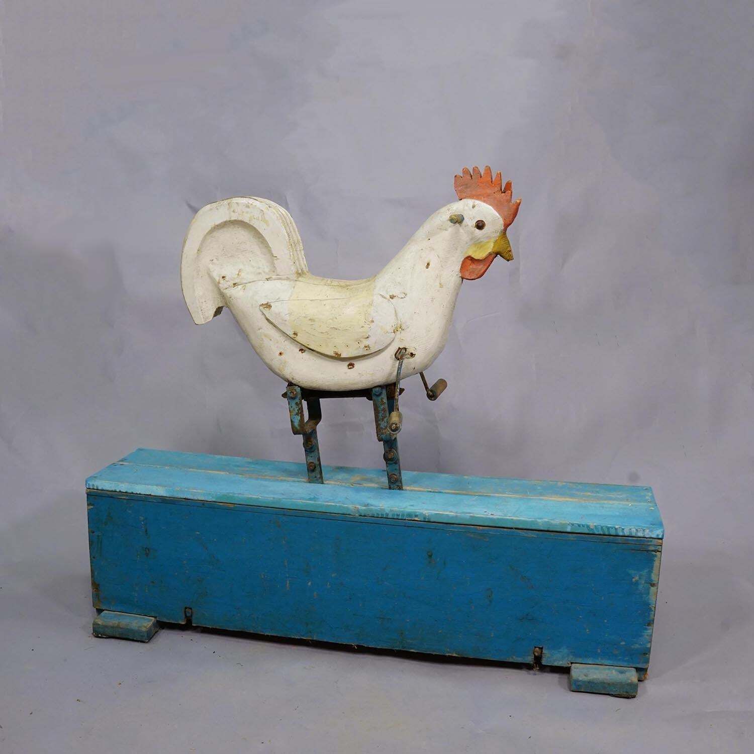 Rare Antique Chicken Rocking Toy, Germany Ca. 1920s photo for sale