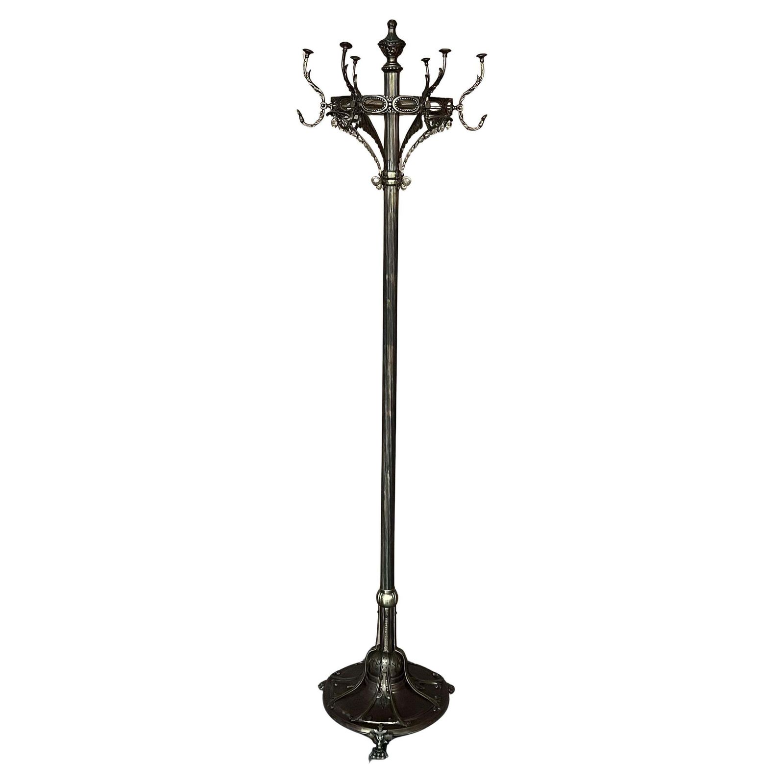 Bronze And Brass Burnished Art Nouveau Belle Epoque Hanger, Bronze Grifone Feet