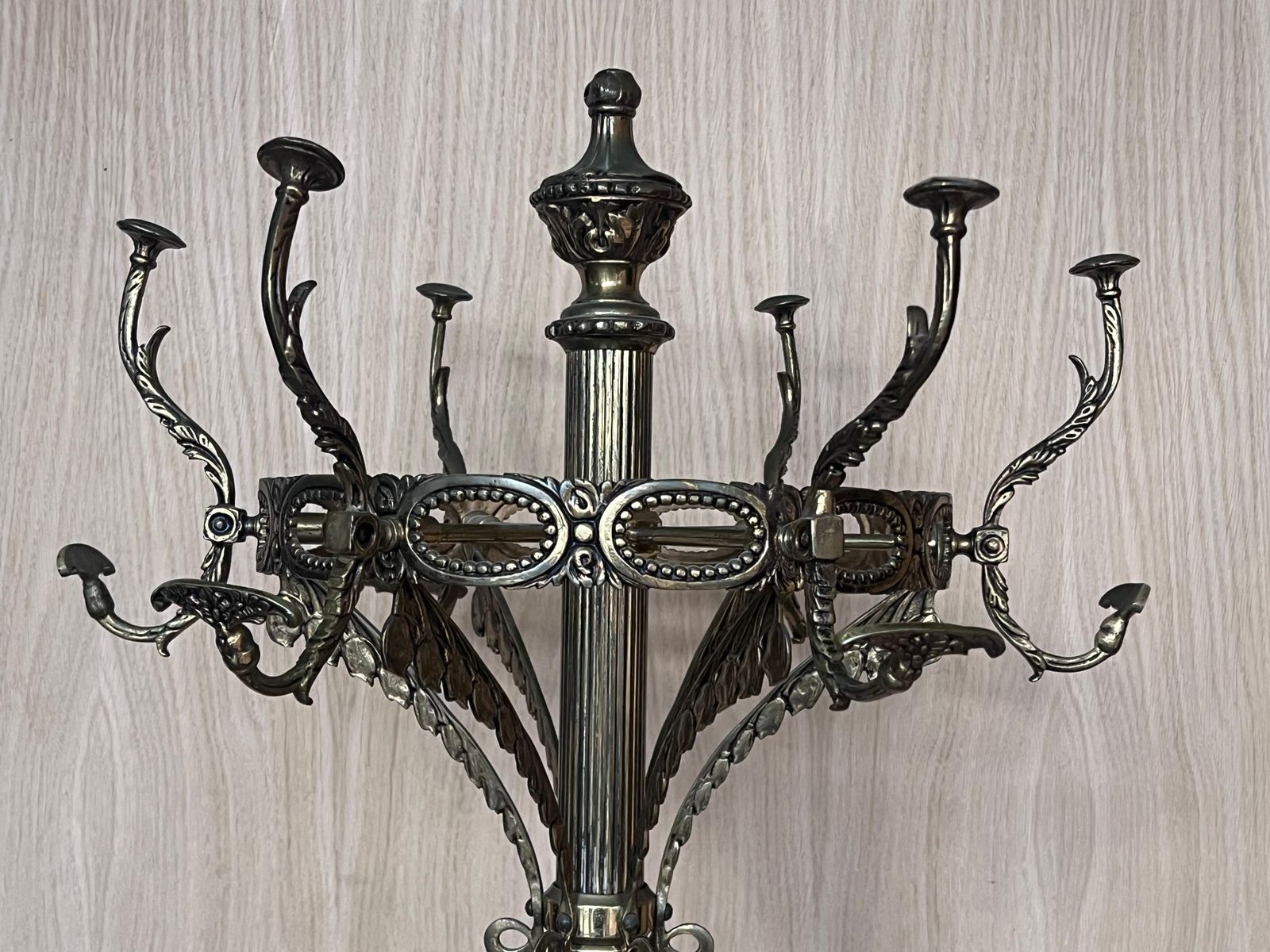 Portemanteau Art Nouveau Belle Époque en bronze et laiton bruni, pieds Grifone en bronze photo vinterior