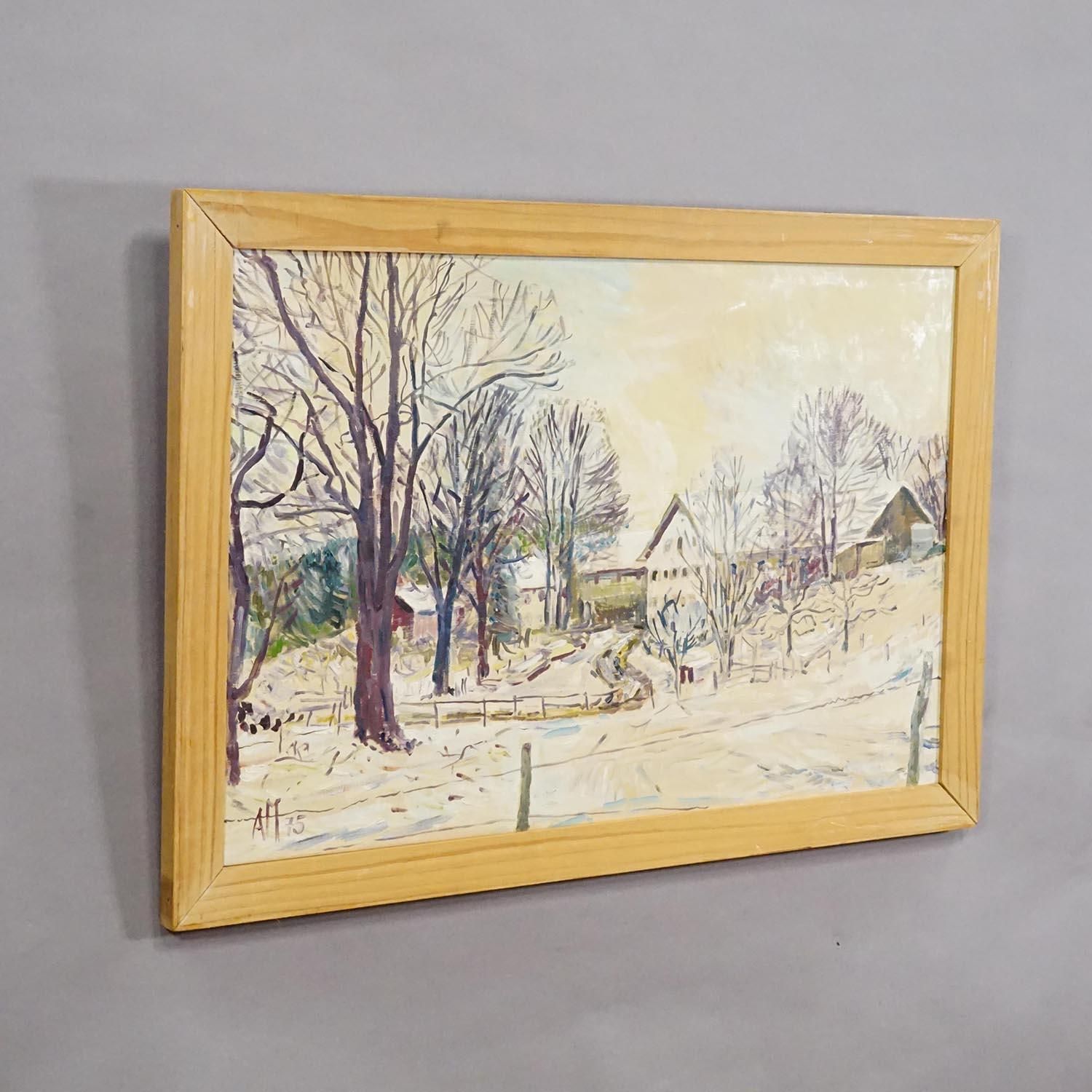 Alexander Michael – Olieverfschilderij Van Een Winters Boerenerf photo furniture