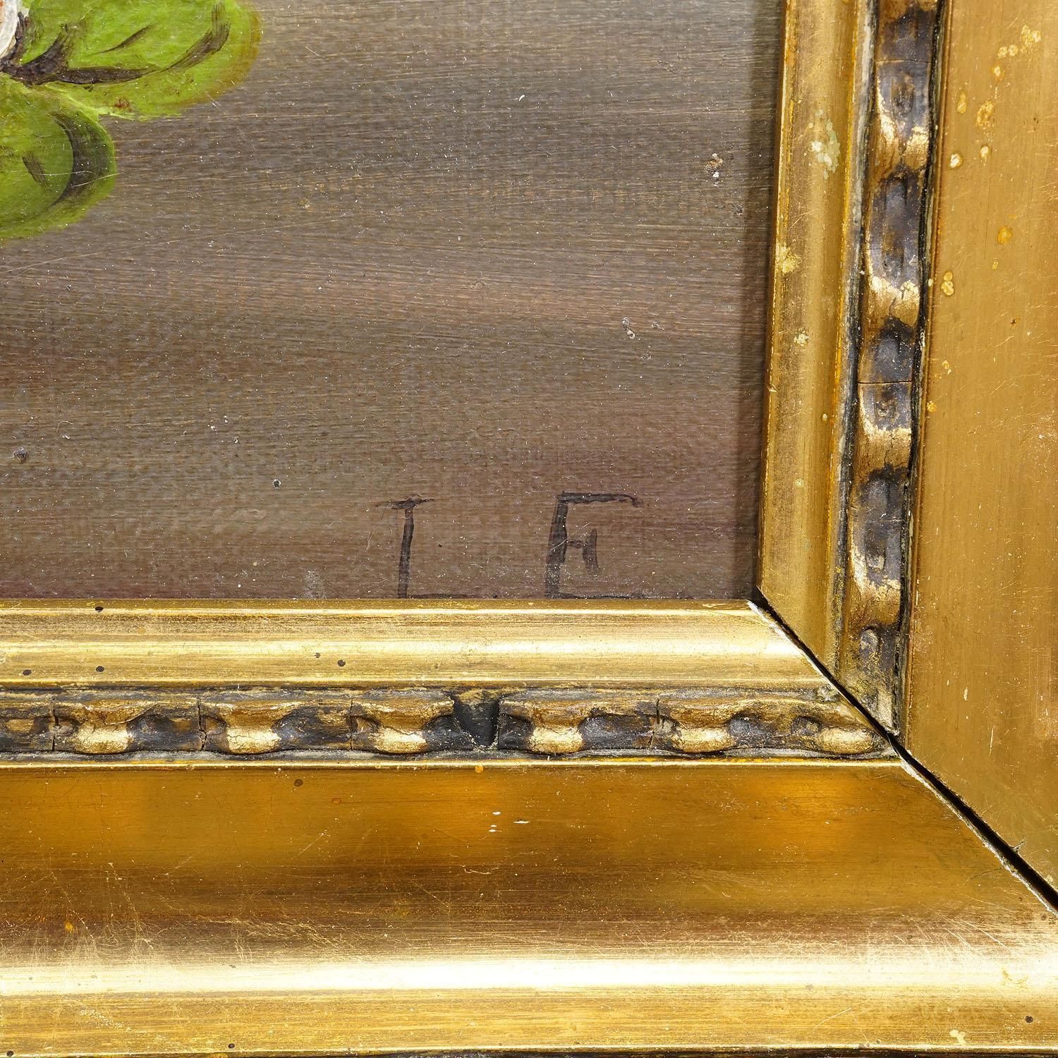 19th Century Biedermeier Painting With Swans On A Lake photo Art