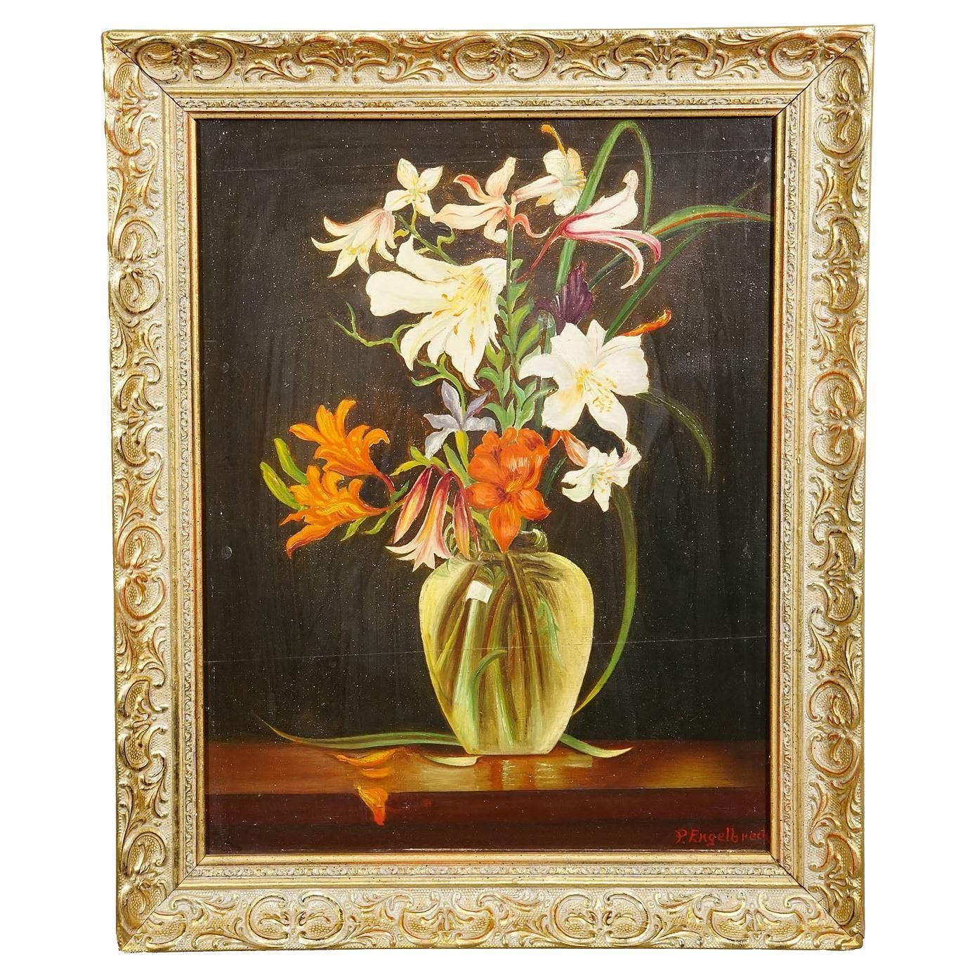 Stilleven Met Bloemen, Olieverf Op Hout, Duitsland Ca. Jaren 1950