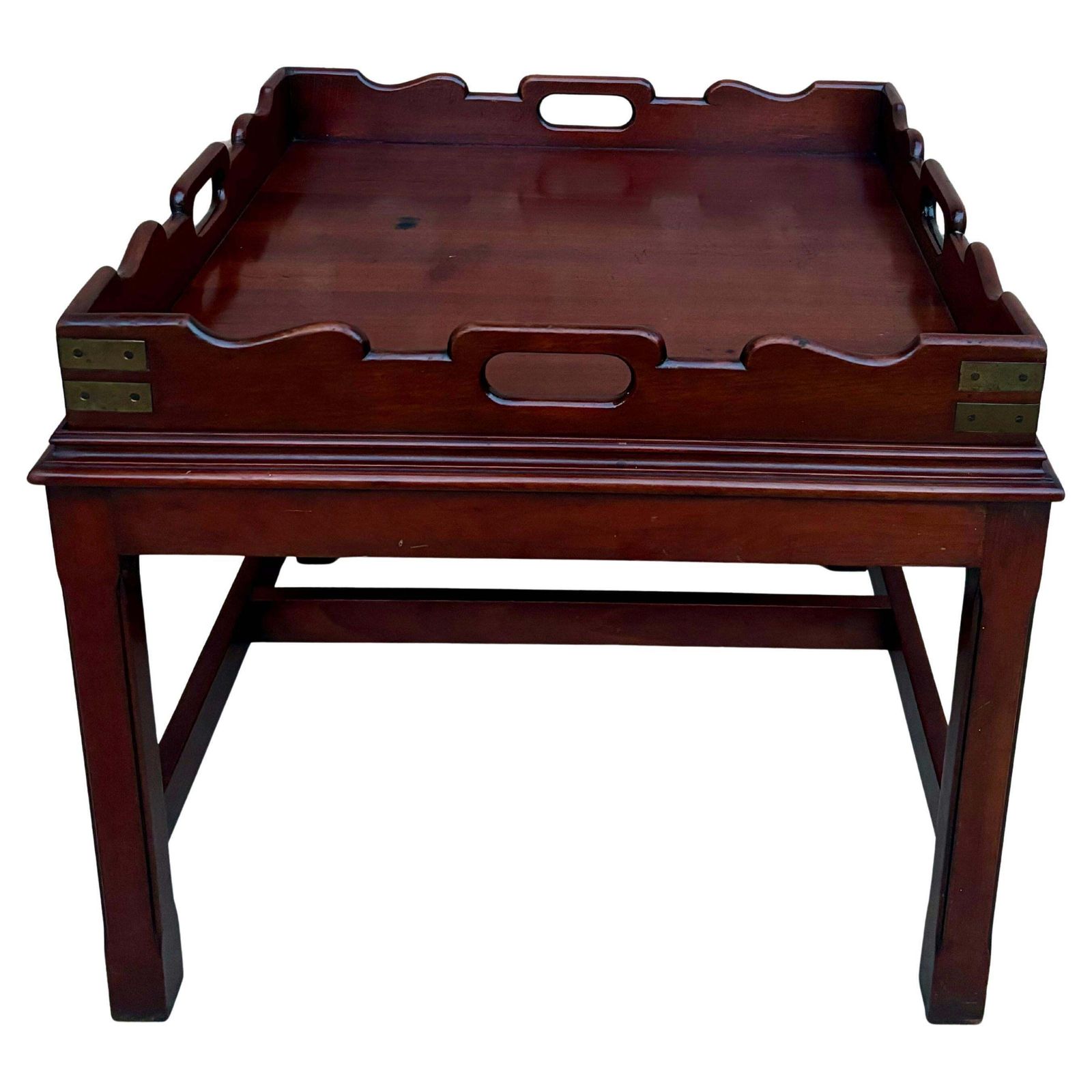 Early 20th Century Wood Coffee Table With Small Removable Tray, 1924, Set Of 2
