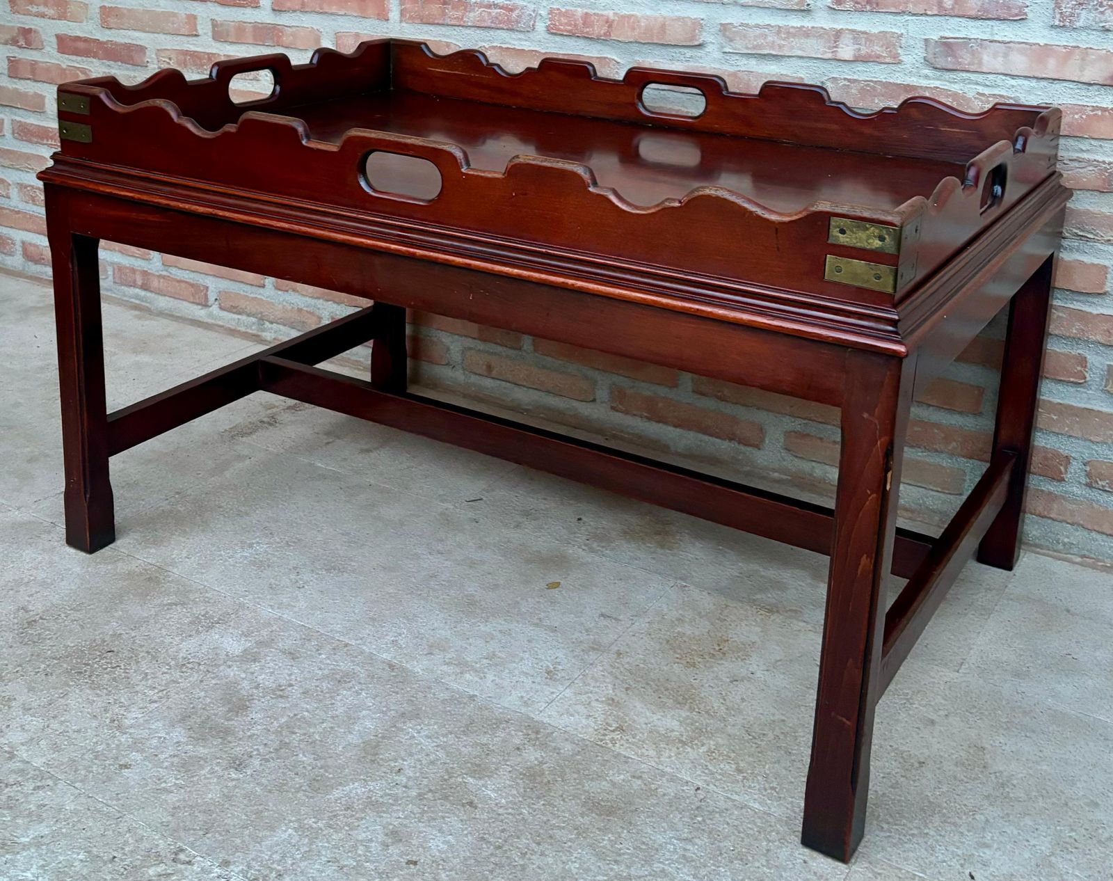 Early 20th Century Wood Coffee Table With Large Removable Tray, 1924, Set Of 2 photo furniture