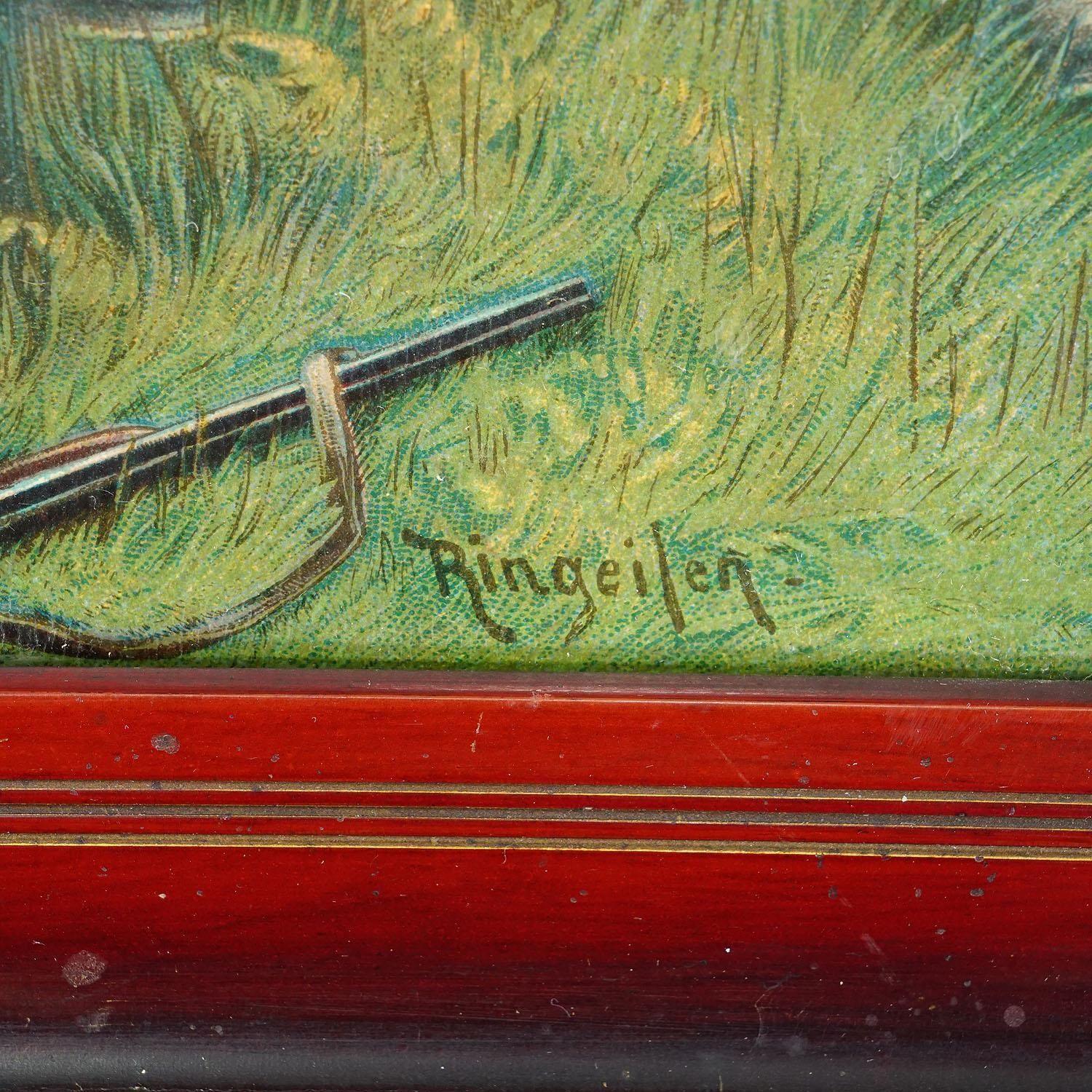 Antieke Oleodruk Met Zwart Woud Stroopjagerstafereel Naar Josef Ringeisen photo Kunst