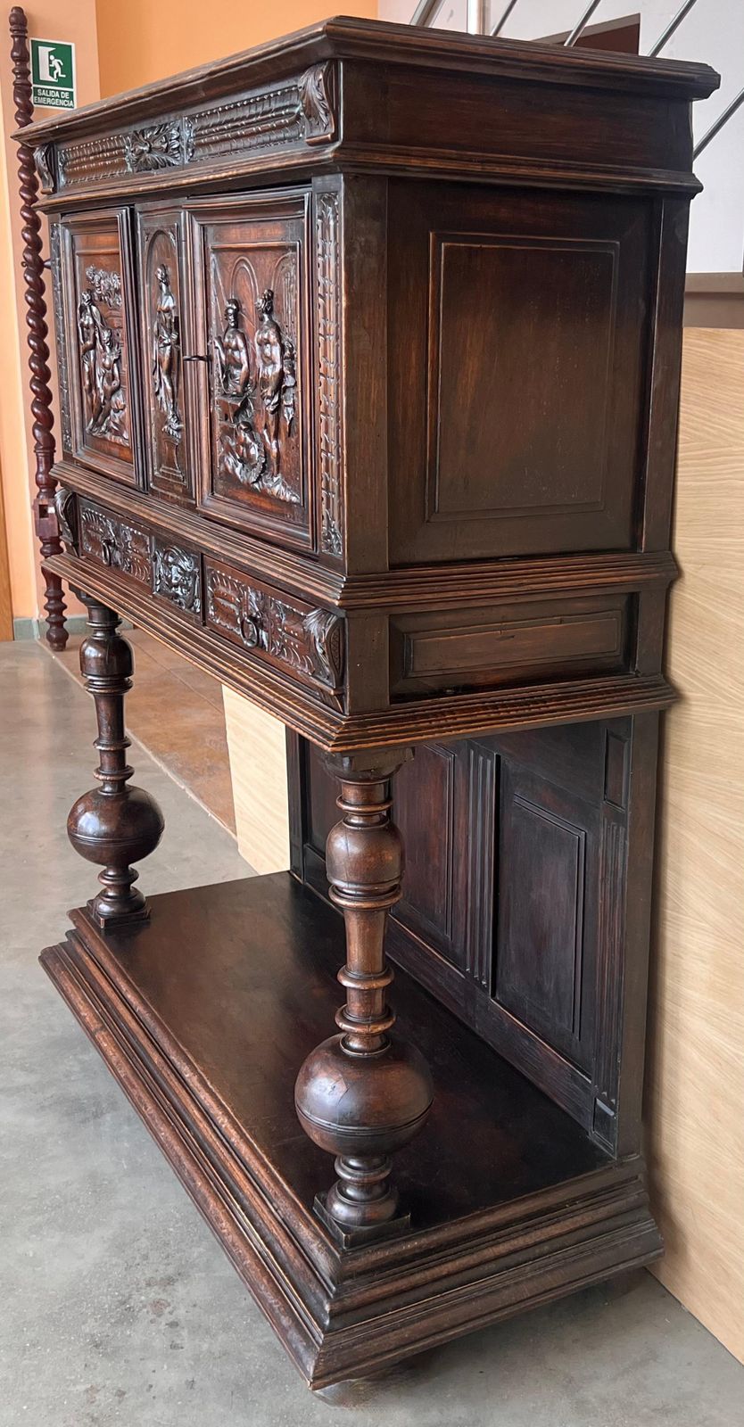 19th Century Dutch Hand Carved Renaissance Raised Cabinet photo buy