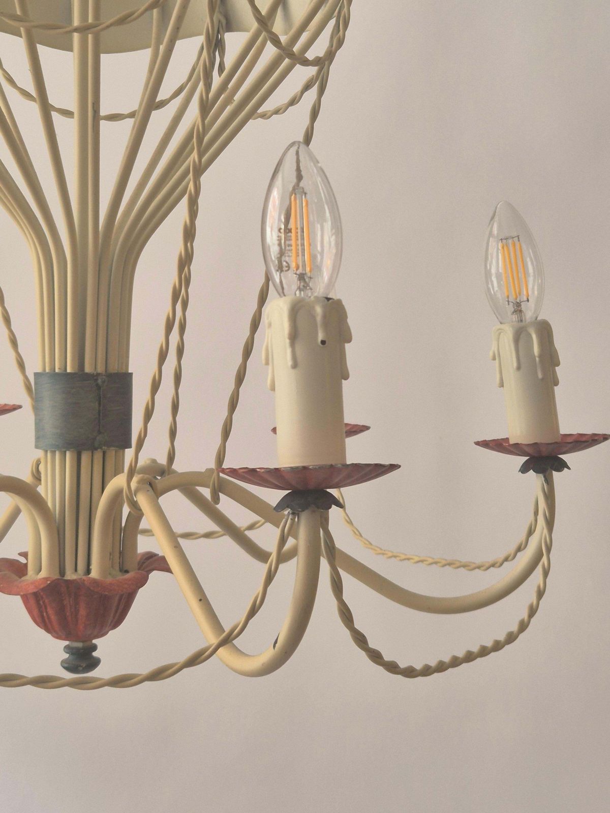3370.0 French Gilt Iron And Painted Tôle  Hot Air Balloon Chandelier, Mid 20th Century photo