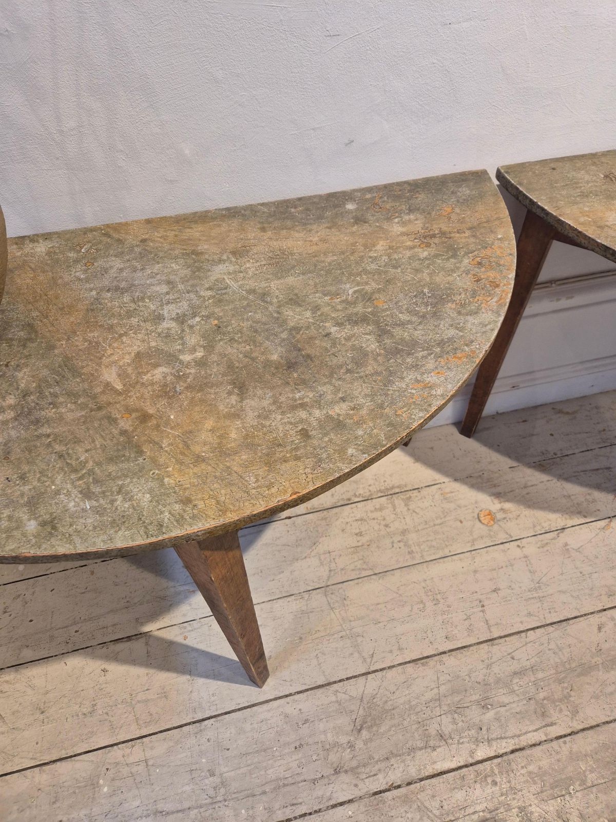Half Moon Tables, Marbled Table Tops, Allmoge /Swedish Provincial Style, 1860s. photo Furniture