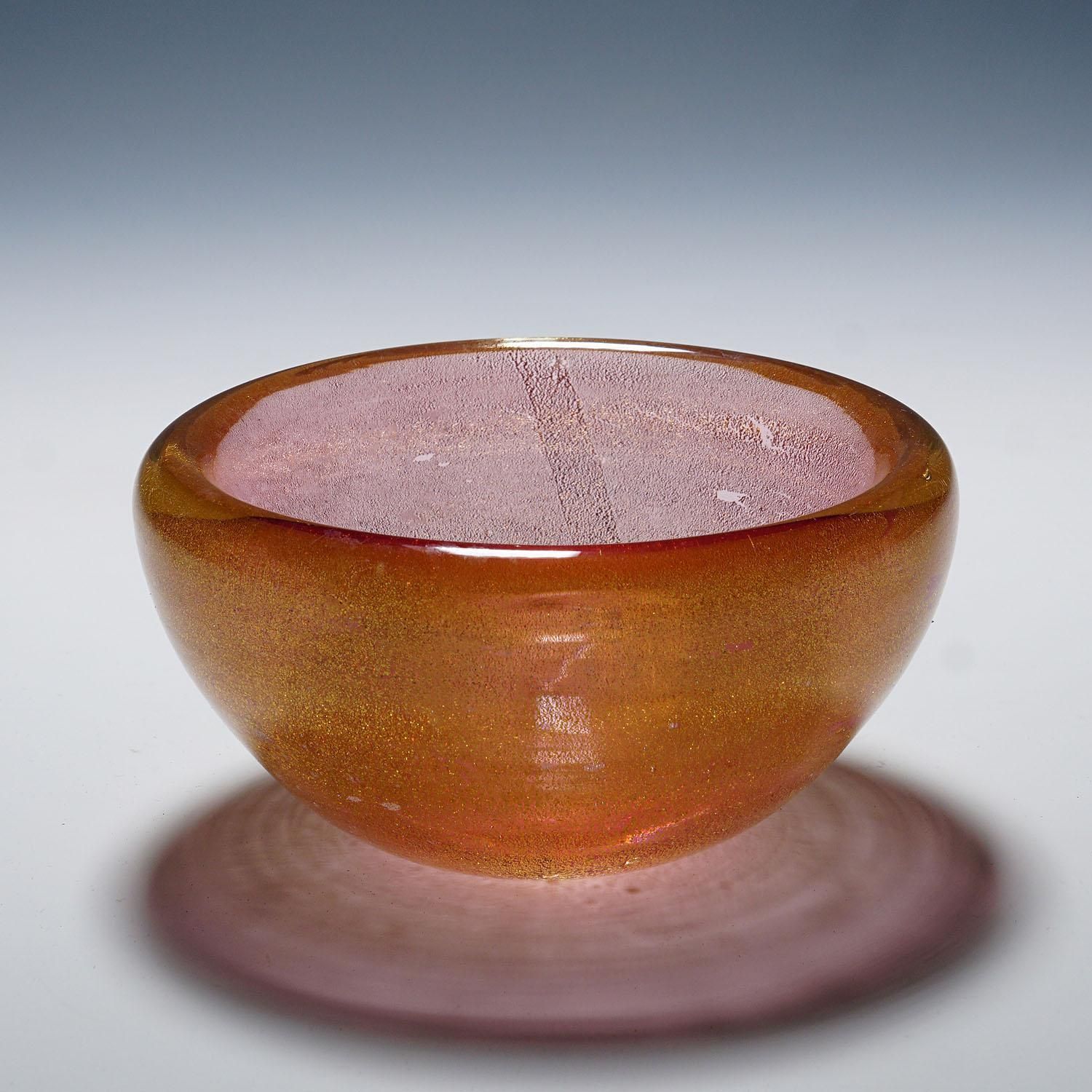 Seguso Sommerso Bowl With Gold Powder Murano Ca. 1950s photo 514.0